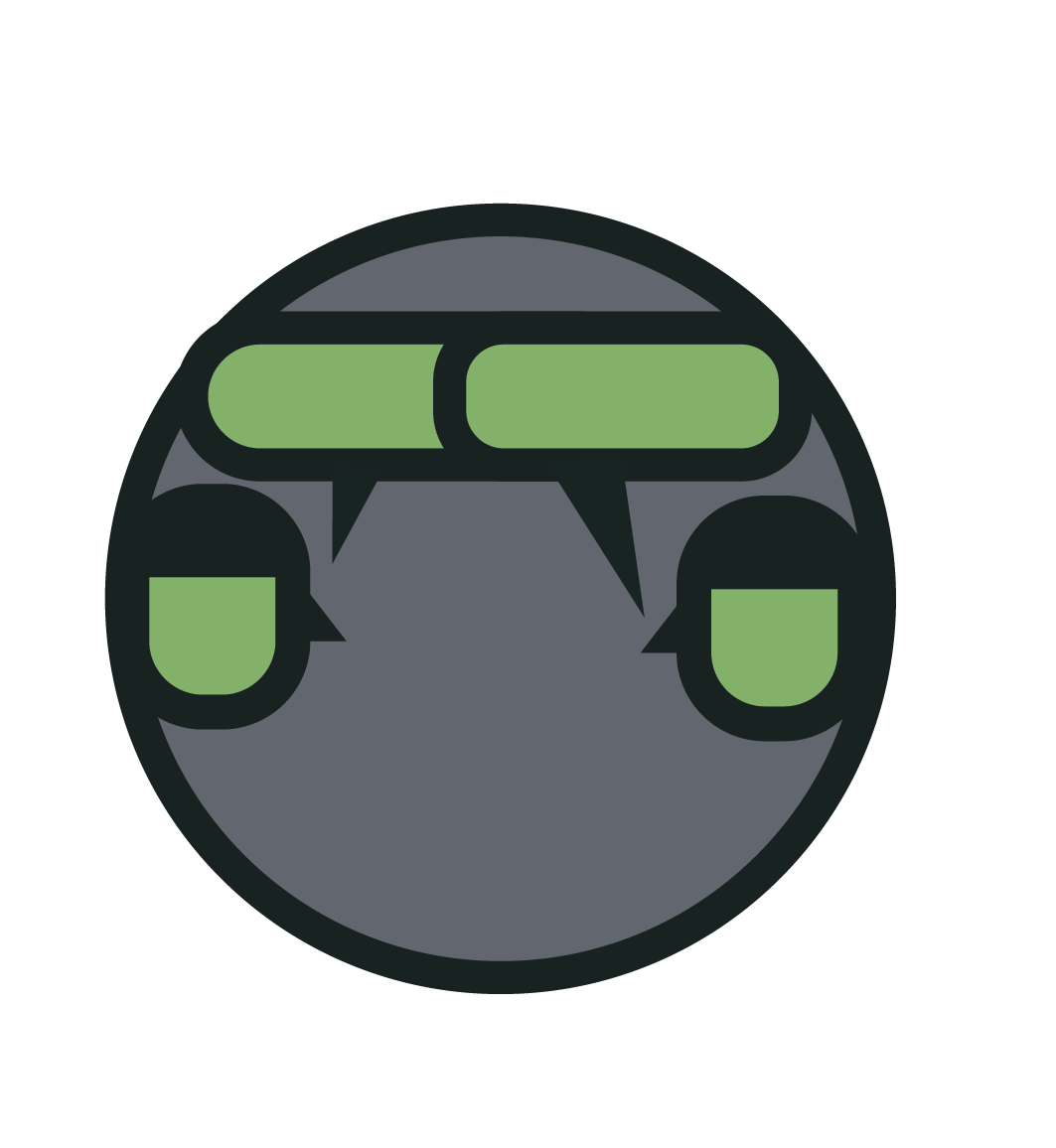 A round icon with a dark border showing a cartoon-style green and black electric vehicle charging at a charging station.