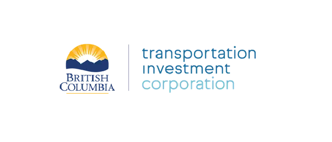 Logo of the organization with a sun rising over mountains and text about transportation and public transit.