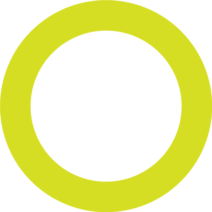 A lime green ring surrounds a black circle.