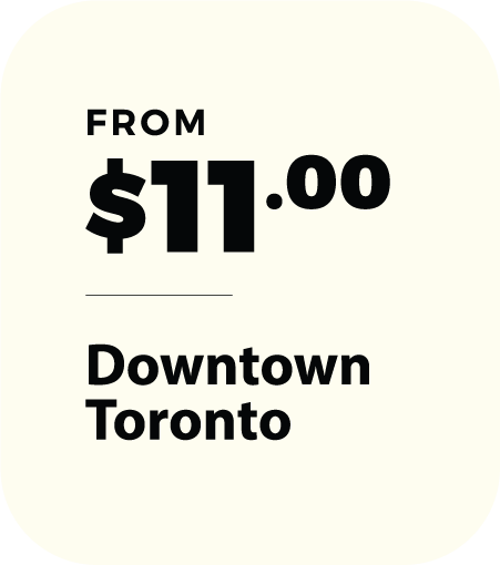 Courier fare advertisement showing prices starting at $11 for Downtown Toronto.