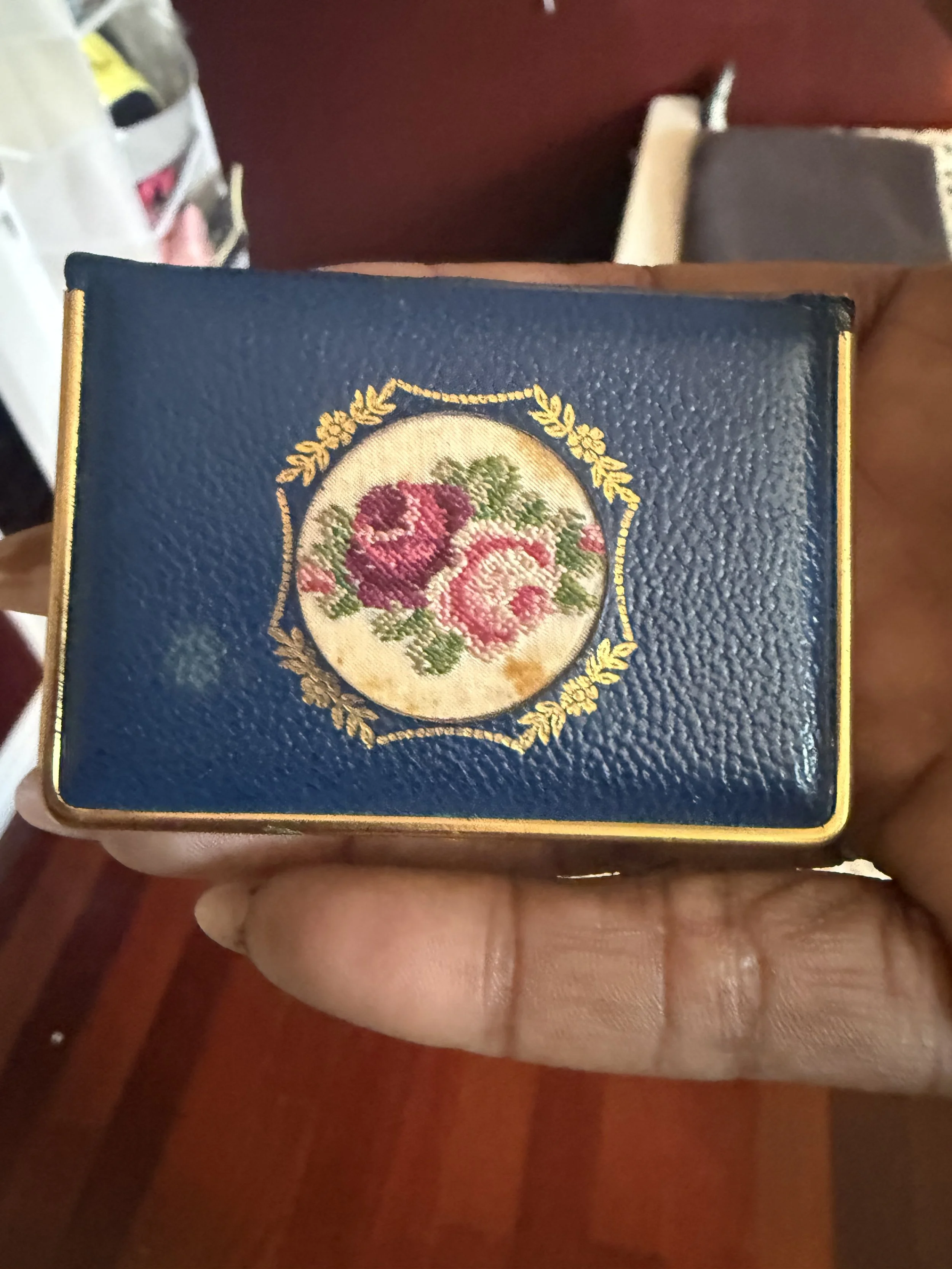 Vintage Embroidered Floral Card Case