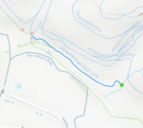A map of the All American skills line trail map in Slaughter Pen