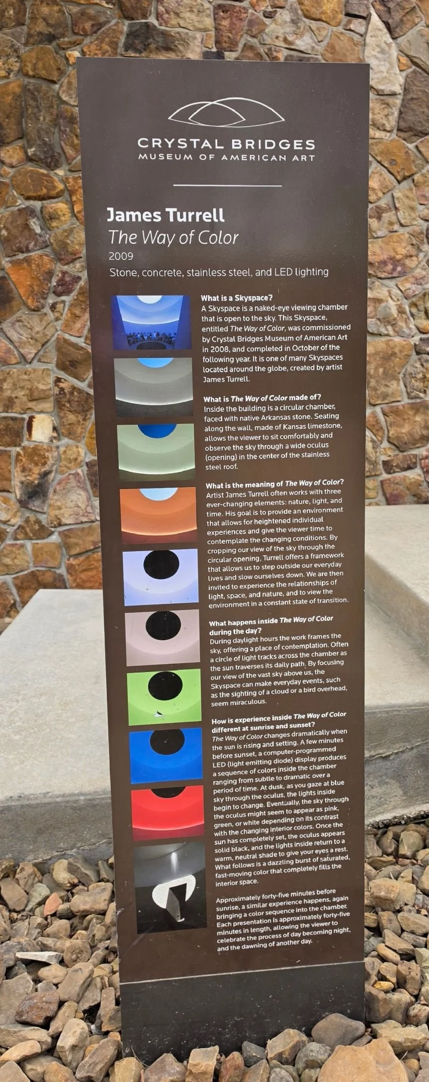 The Trail Sign for Skyspace The way of Color depicting how the colors change inside the chamber right before sunrise or sunset