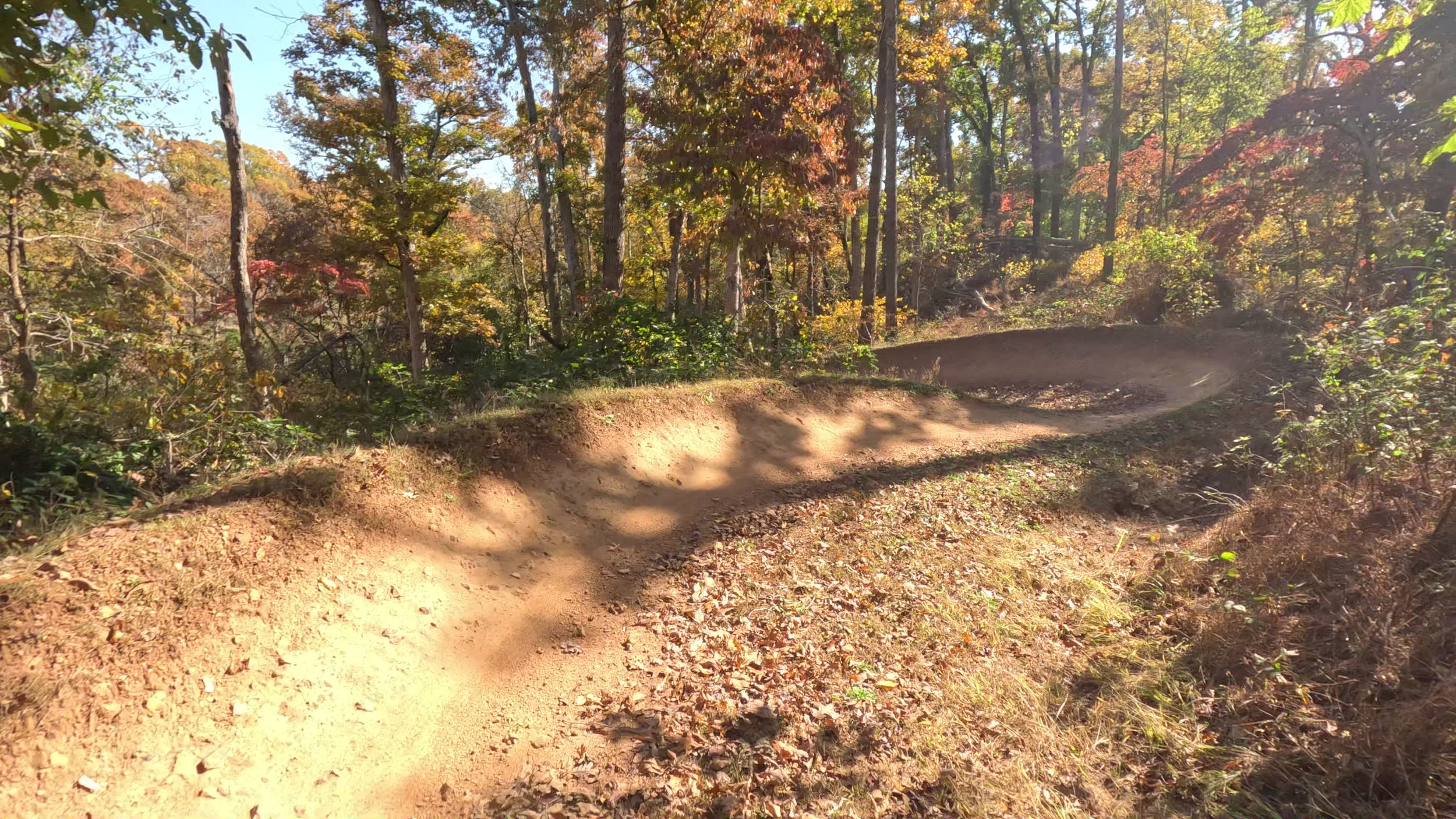 An image of a smooth berm found on the Fireline Trail in Coler MTB Preserve
