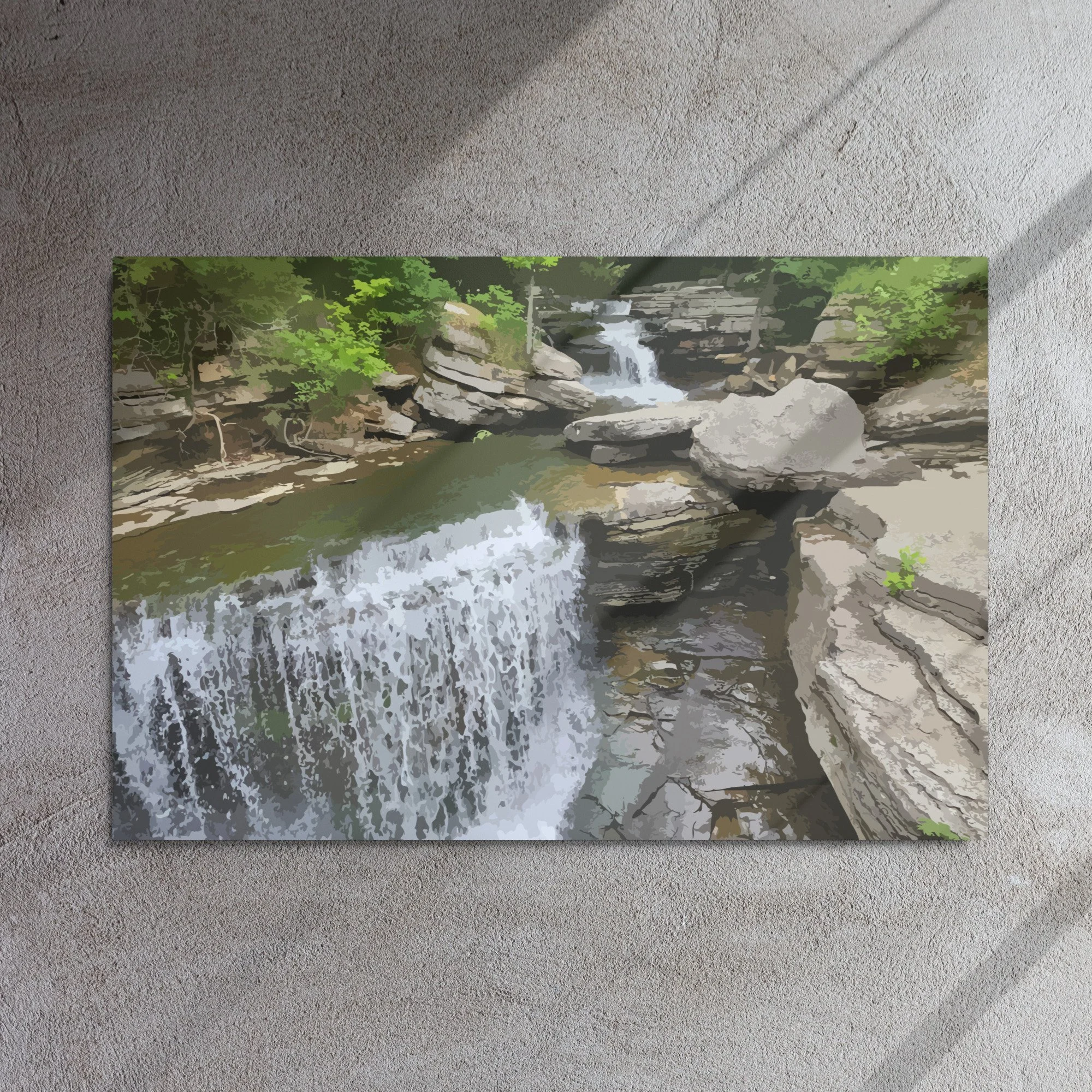 Pinion Creek Waterfall Metal Print Art | Back 40 Trail Mountain Bike Print – Bentonville Arkansas