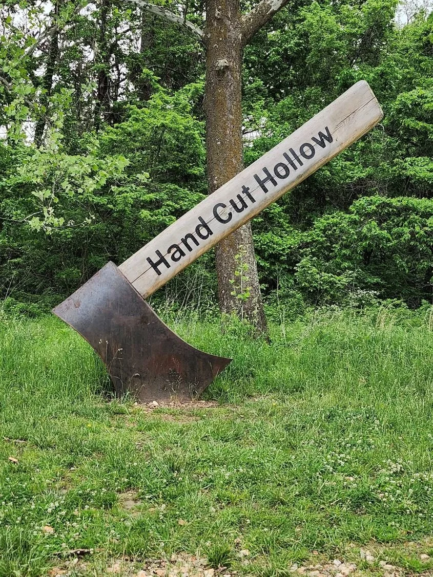 A Picture of the Gian Ax that is next to the Parking lot at Handcut Hollow
