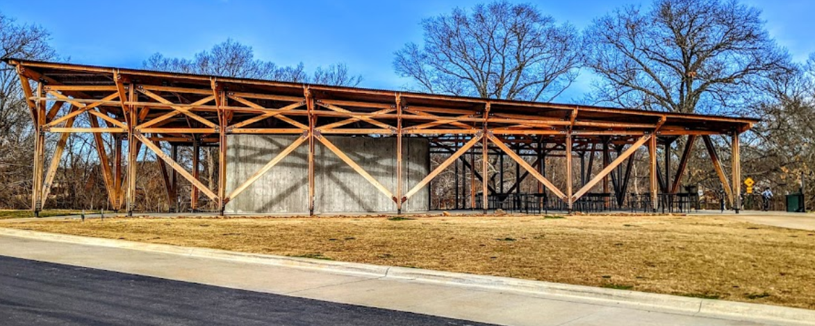 The pavilion next Coler MTB Preserve's largest parking lot near the top of the hill on the South end of the preserve.