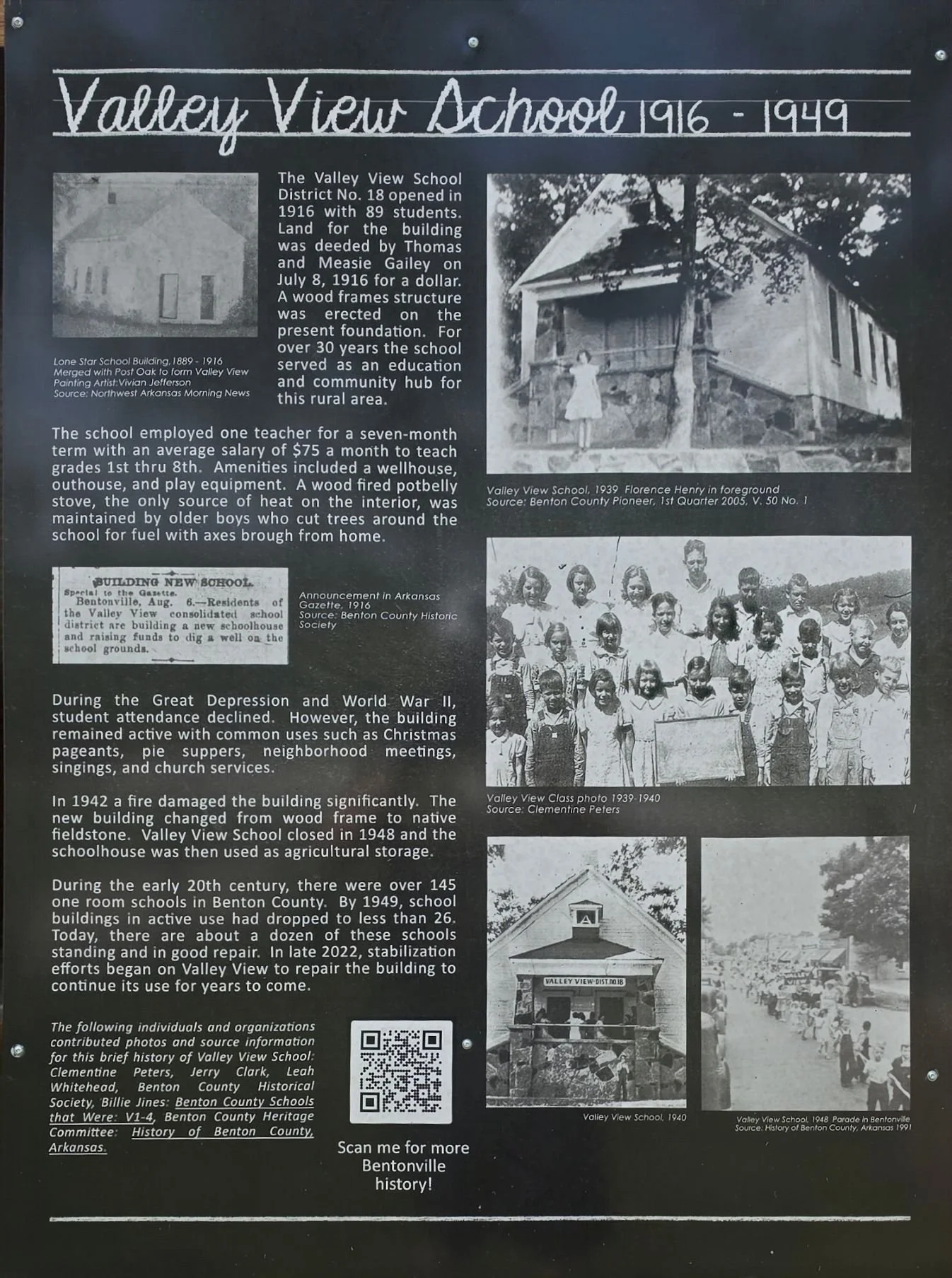 A picture of the Valley Veiw School Sign that is found right outside the School providing some of the history behind the school