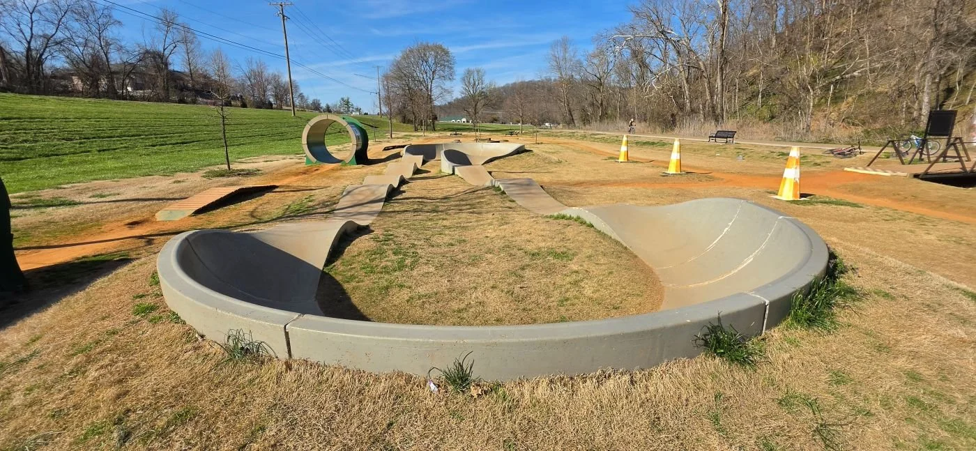 The Bike Playground's concrete berm that is a feature at the small bike park devoted to really young riders.