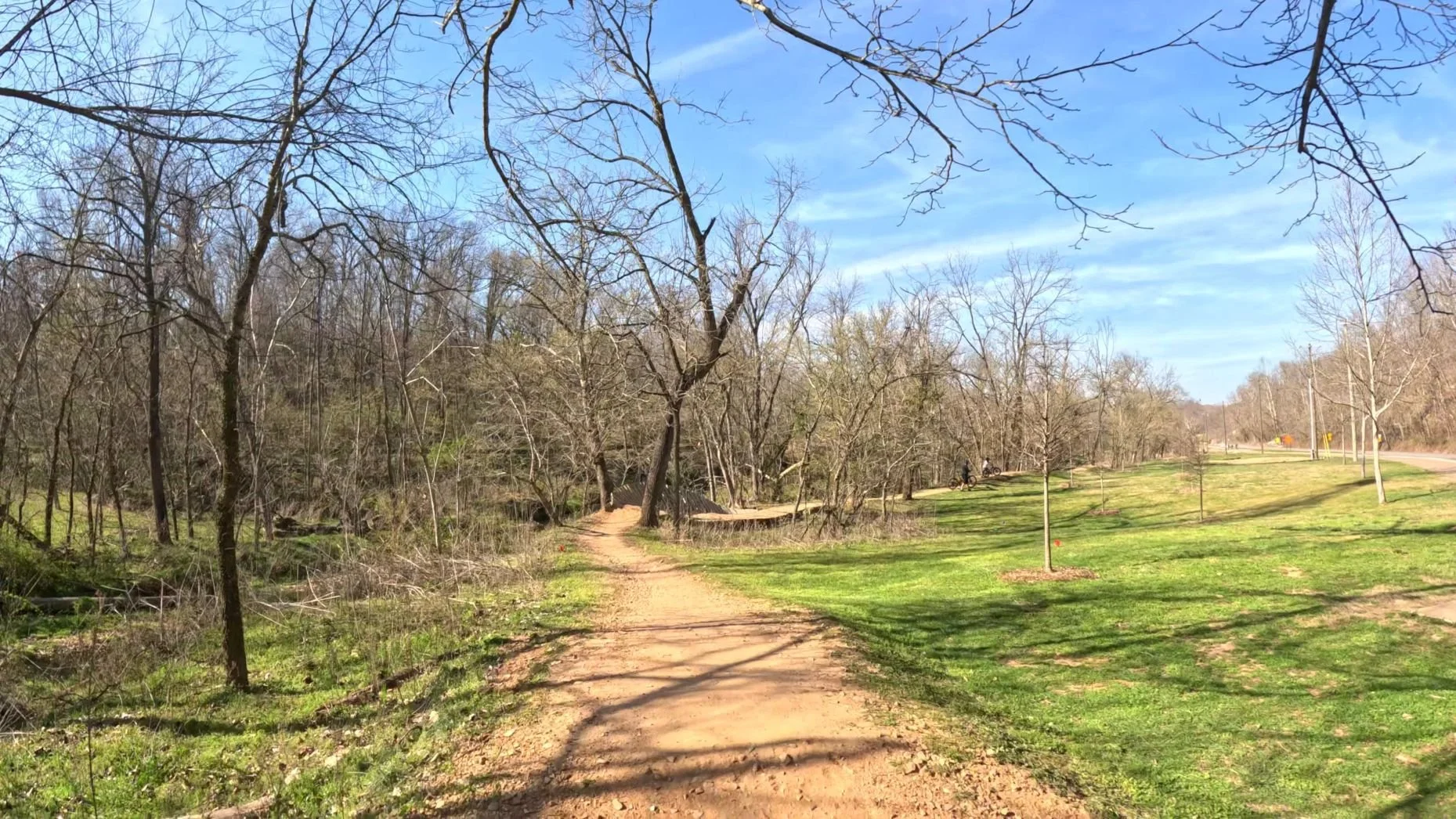 A view of the big wooden berm on All American as it flows away from the Razorback Greenway in Slaughter Pen