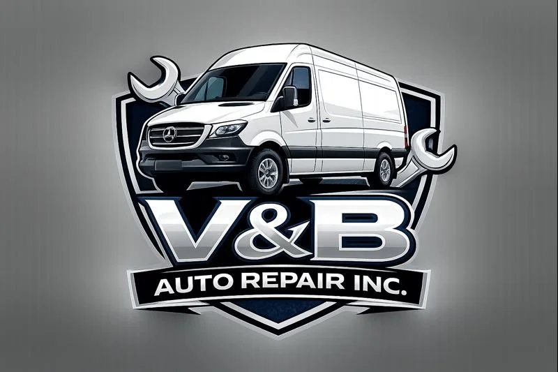 Logo featuring a white cargo van with tools, and the text 'V&B Auto Repair Inc.'
