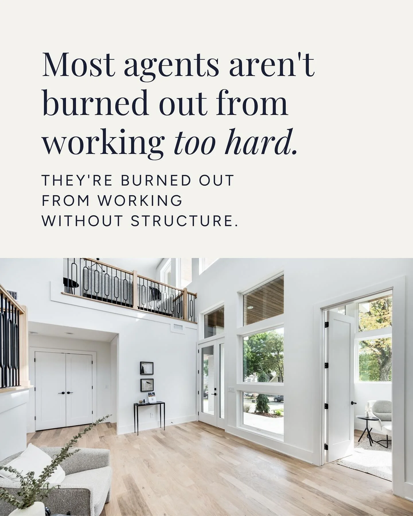 Most agents I talk to describe the same thing.

They&rsquo;re working constantly. They care deeply. They&rsquo;re not cutting corners. And they&rsquo;re still exhausted. Not the kind of tired that sleep fixes. The kind that comes from running a busin