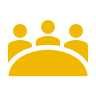 Icon of three yellow people sitting around a table