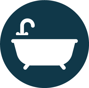 Icon of a bathtub with a shower faucet.