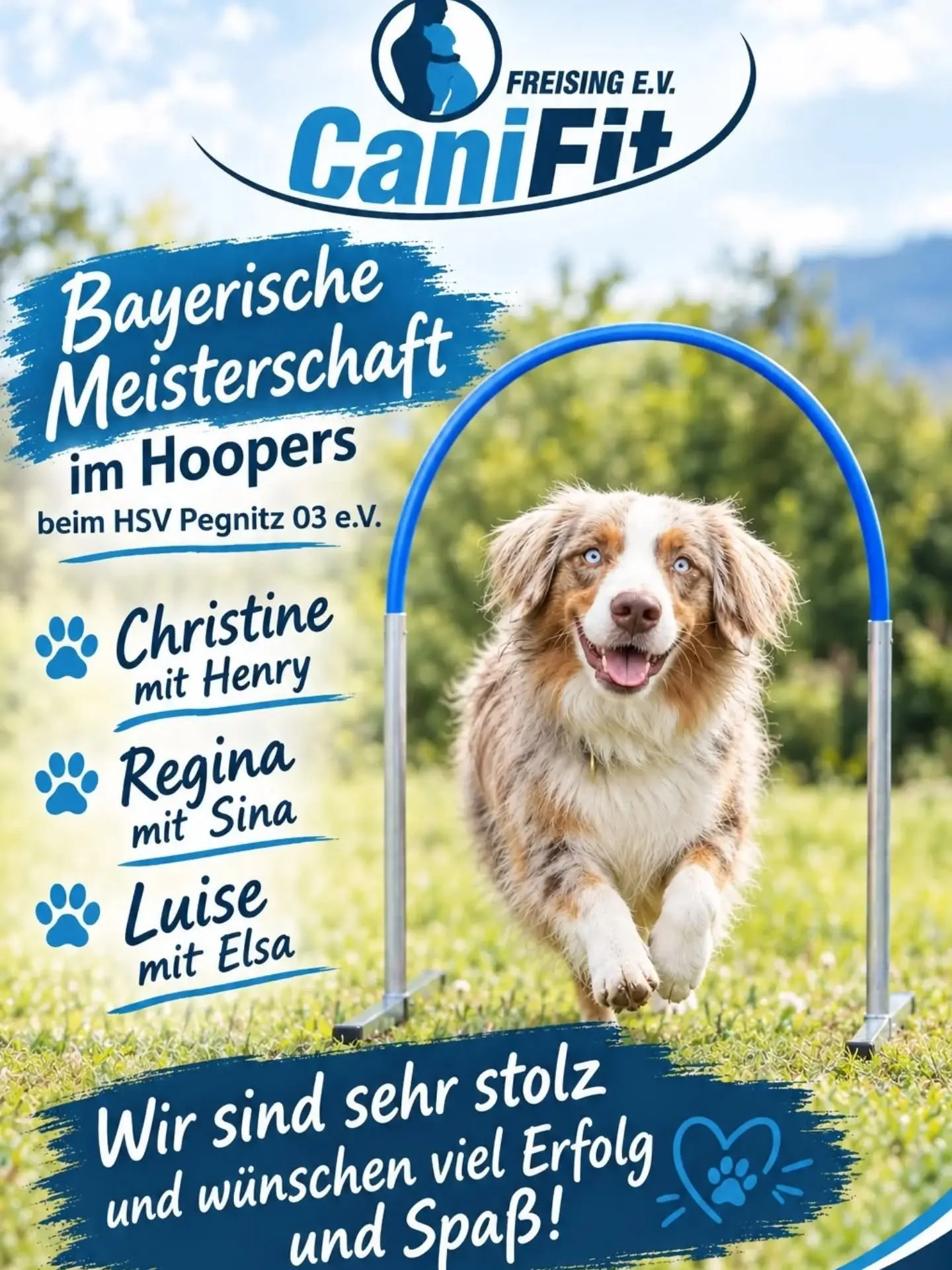 Wir w&uuml;nschen unseren Startern ganz viel Spa&szlig; und Erfolg auf der bayrischen Meisterschaft🍀🫶
🐾
#hoopers #bmhoopers #turnierhundesport