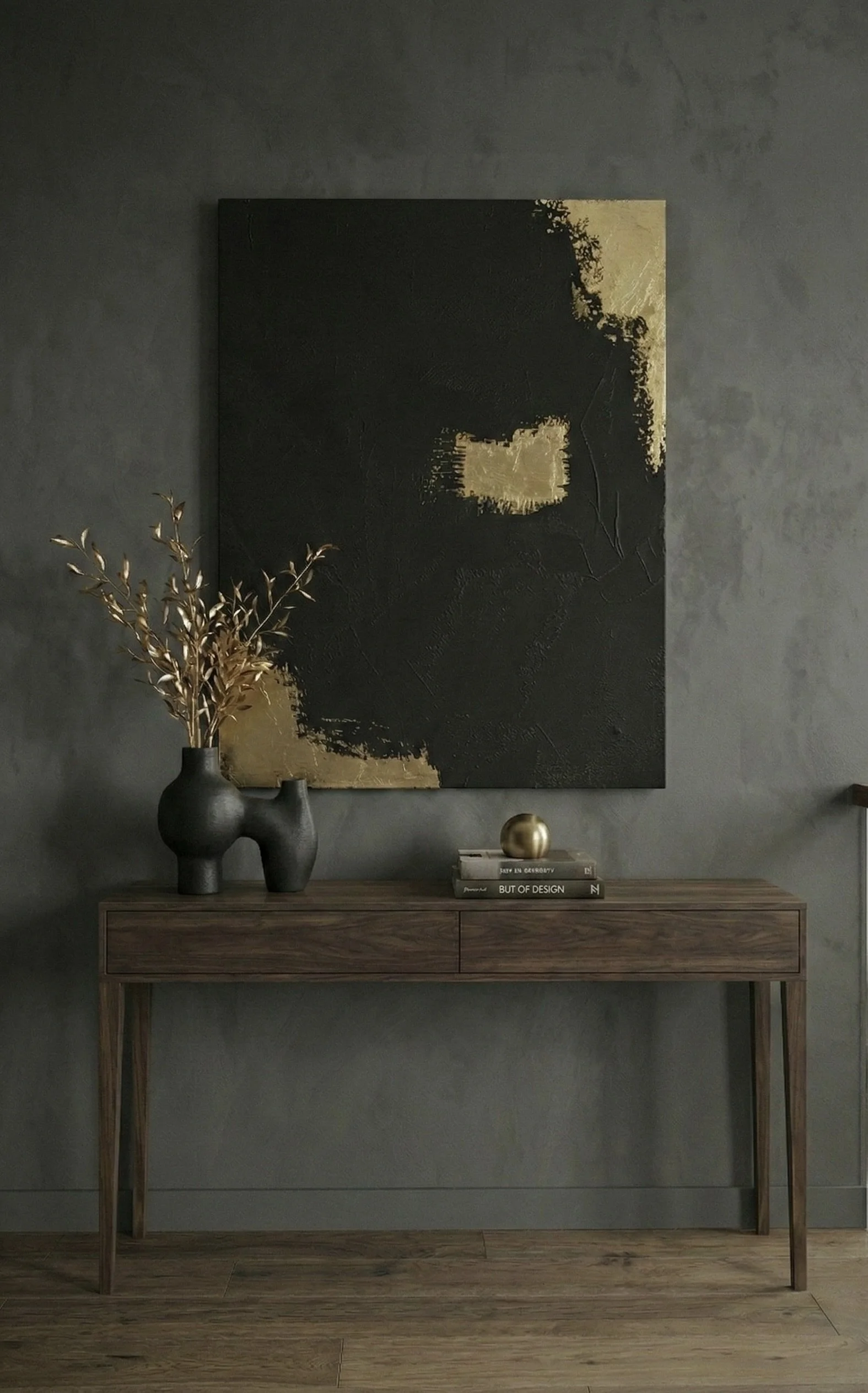Black and gold abstract canvas print