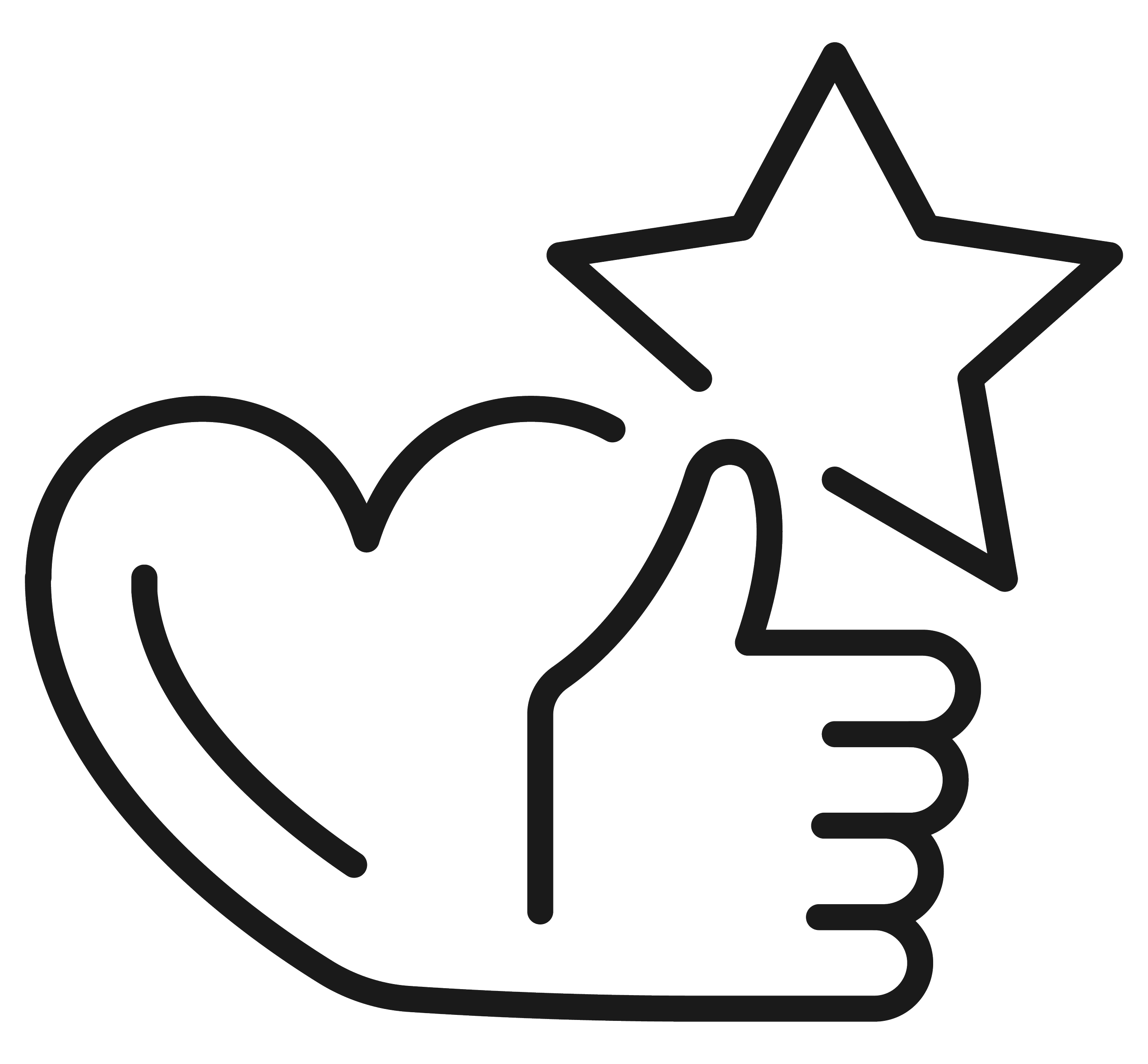 Heart icon with a thumbs up and a star