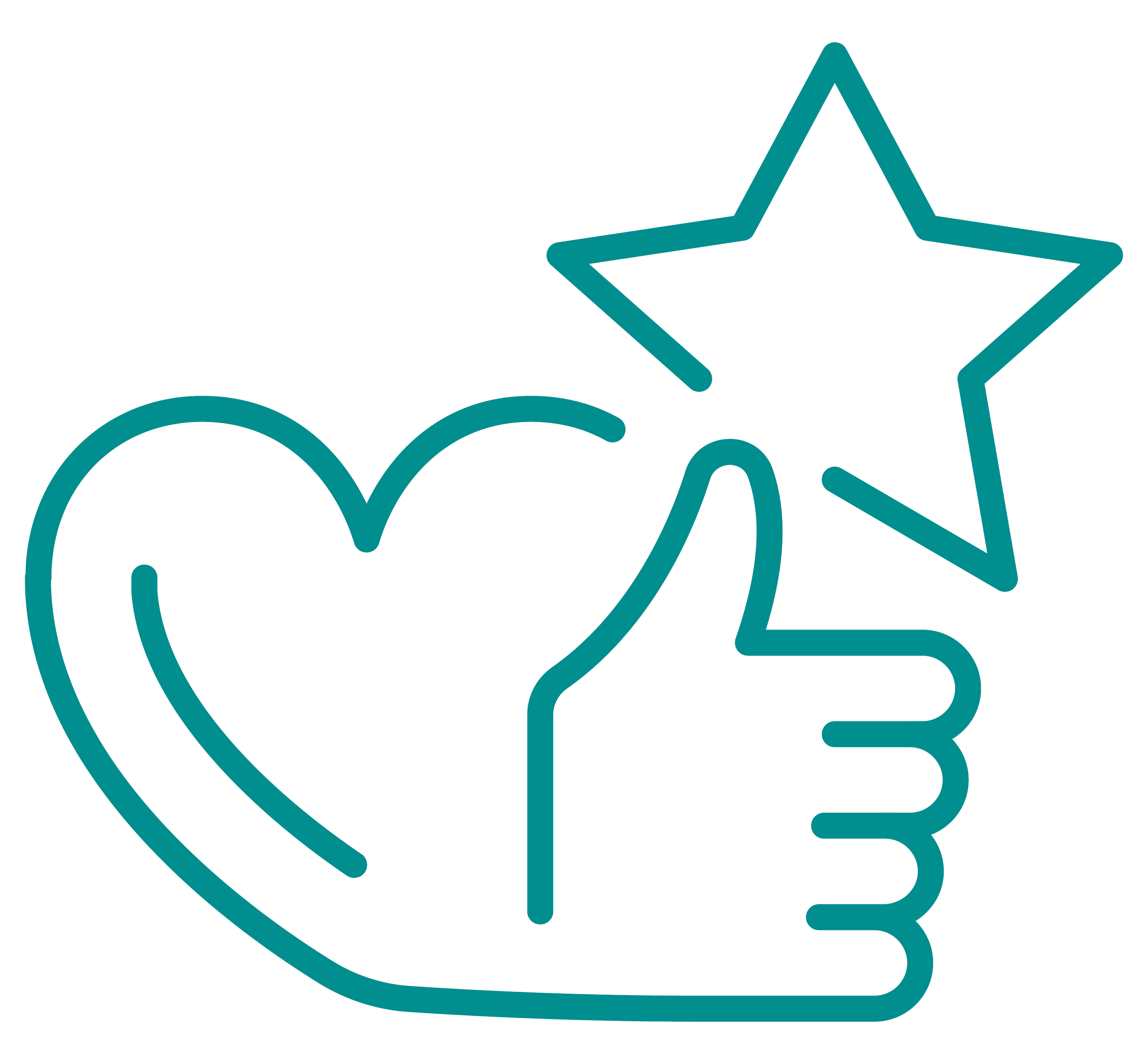 Heart icon with a thumbs up and a star