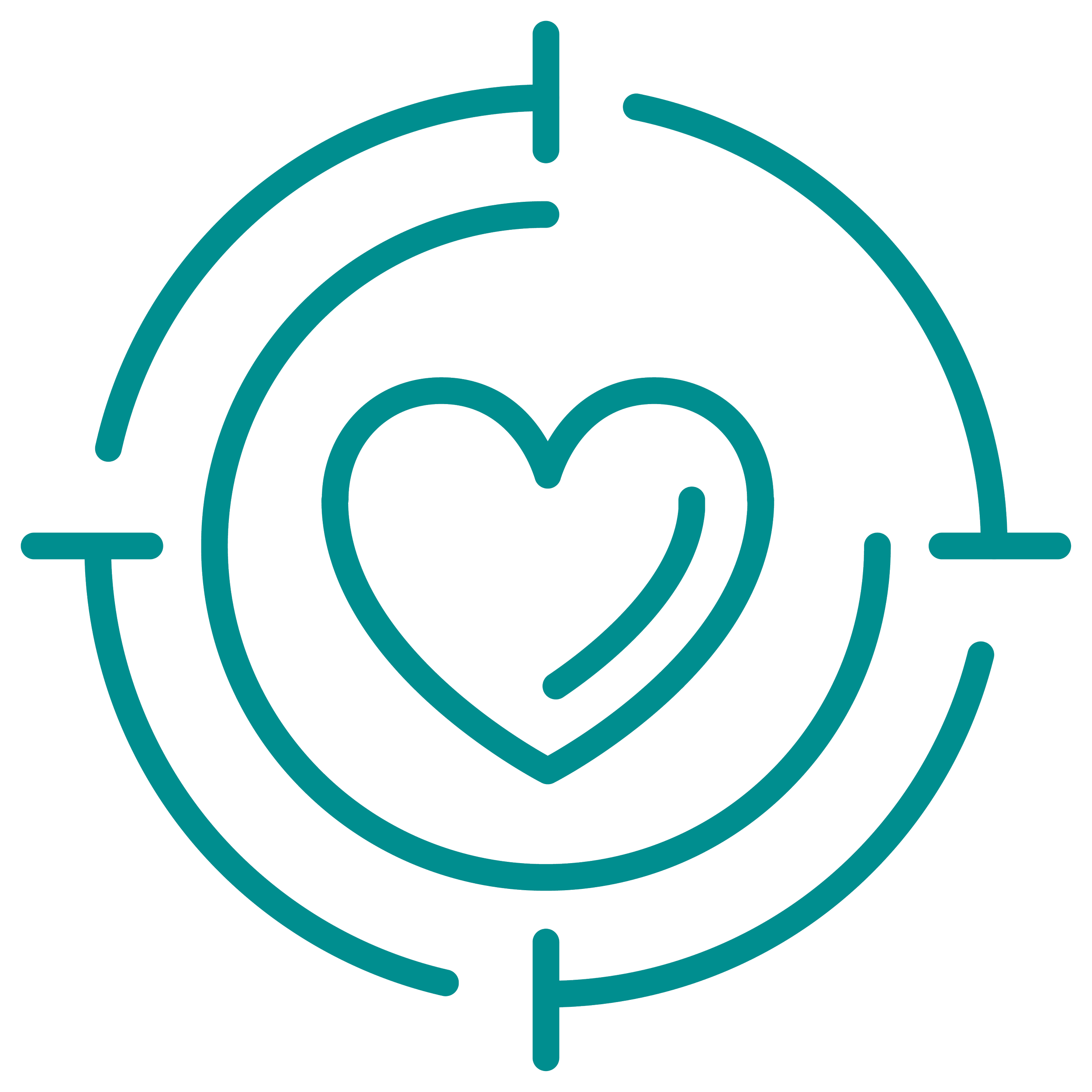 Heart icon in the center with a radar circle encompassing