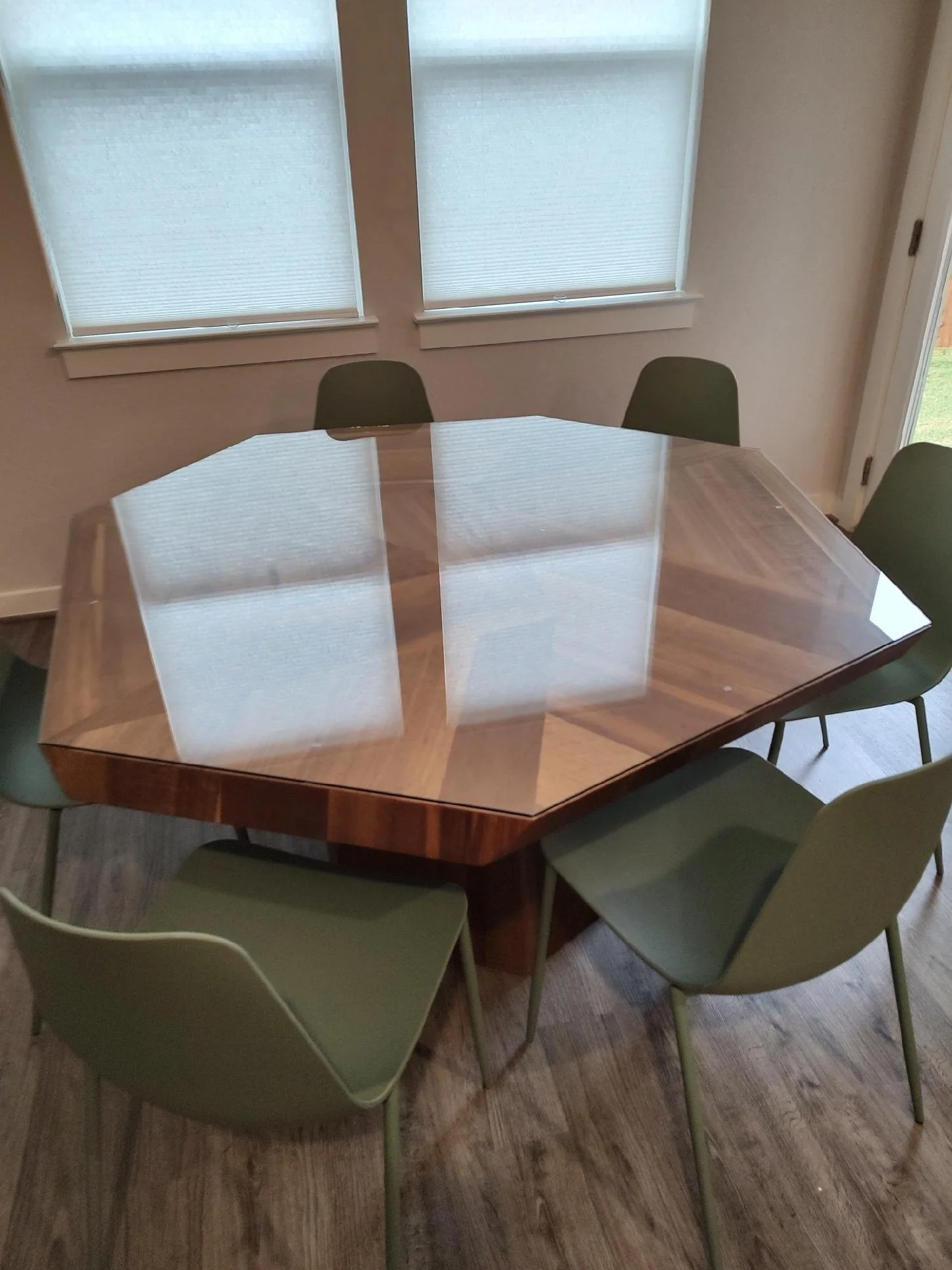 Dayton Texas Custom Cut Glass Tabletop. Modern Glass Table