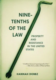 Book cover titled 'Nine-Tenths of the Law' by Hannah Dobbs, with a visual of a crowbar.