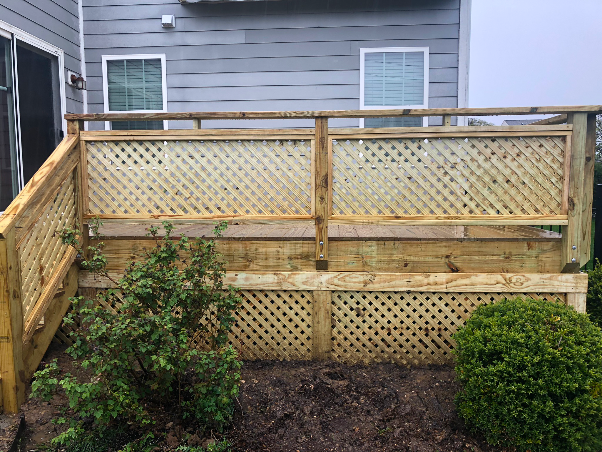 Wood Deck with Lattice Railing