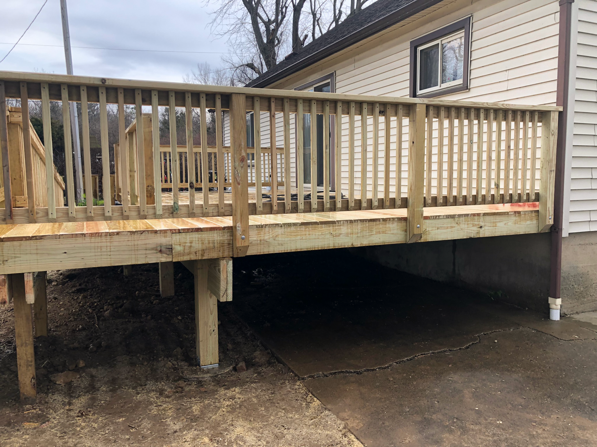Wood Deck with Railing