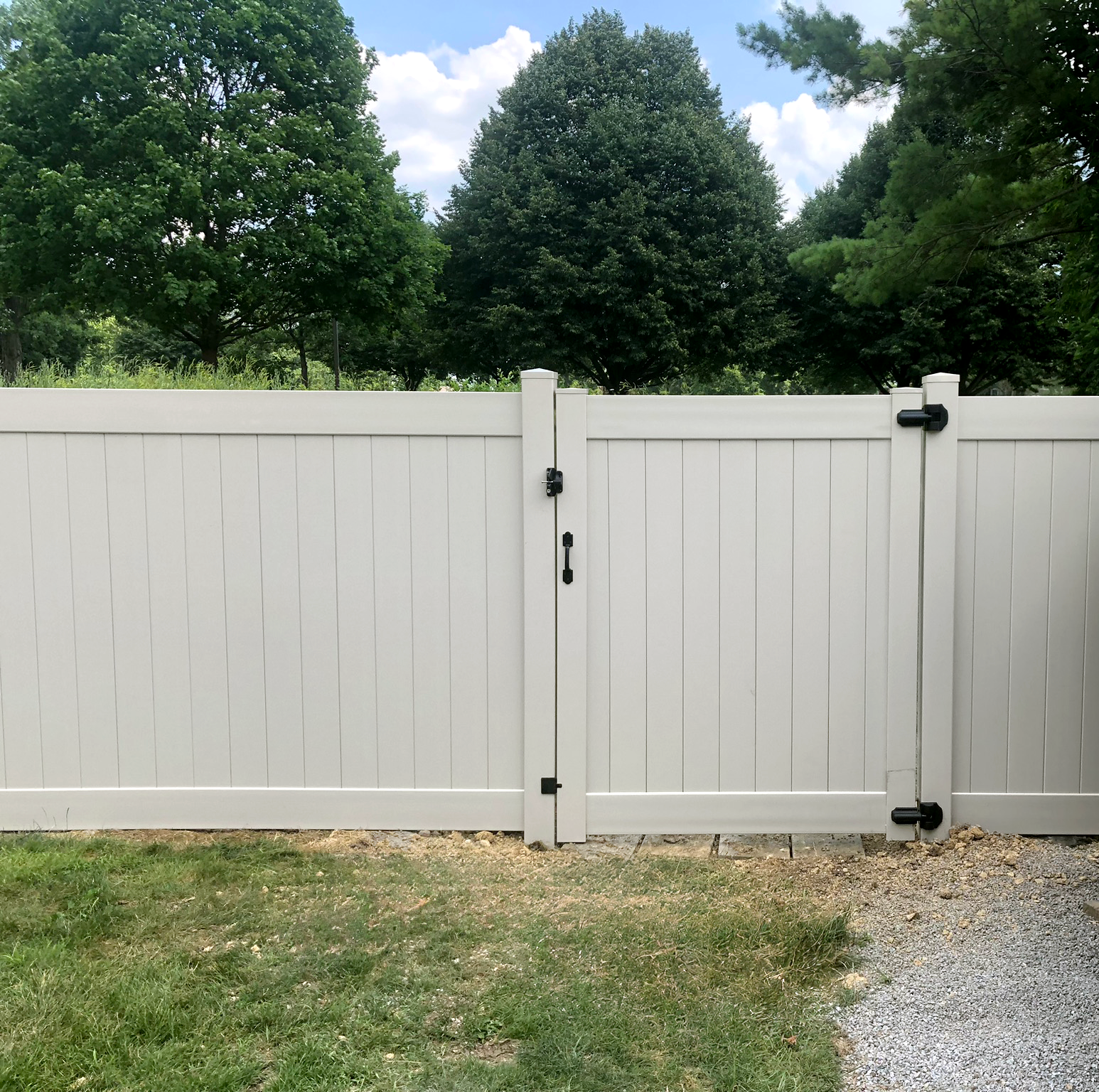 White Vinyl Privacy Fence and Gate