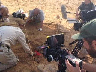 A moment during the excavation and filming on Barra Musa Khebir, October 2017.  Excavators are filmed by a documentary film crew.