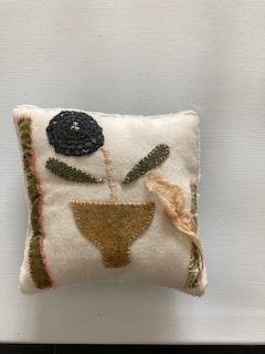 Wool Floral Embroidered Pillow