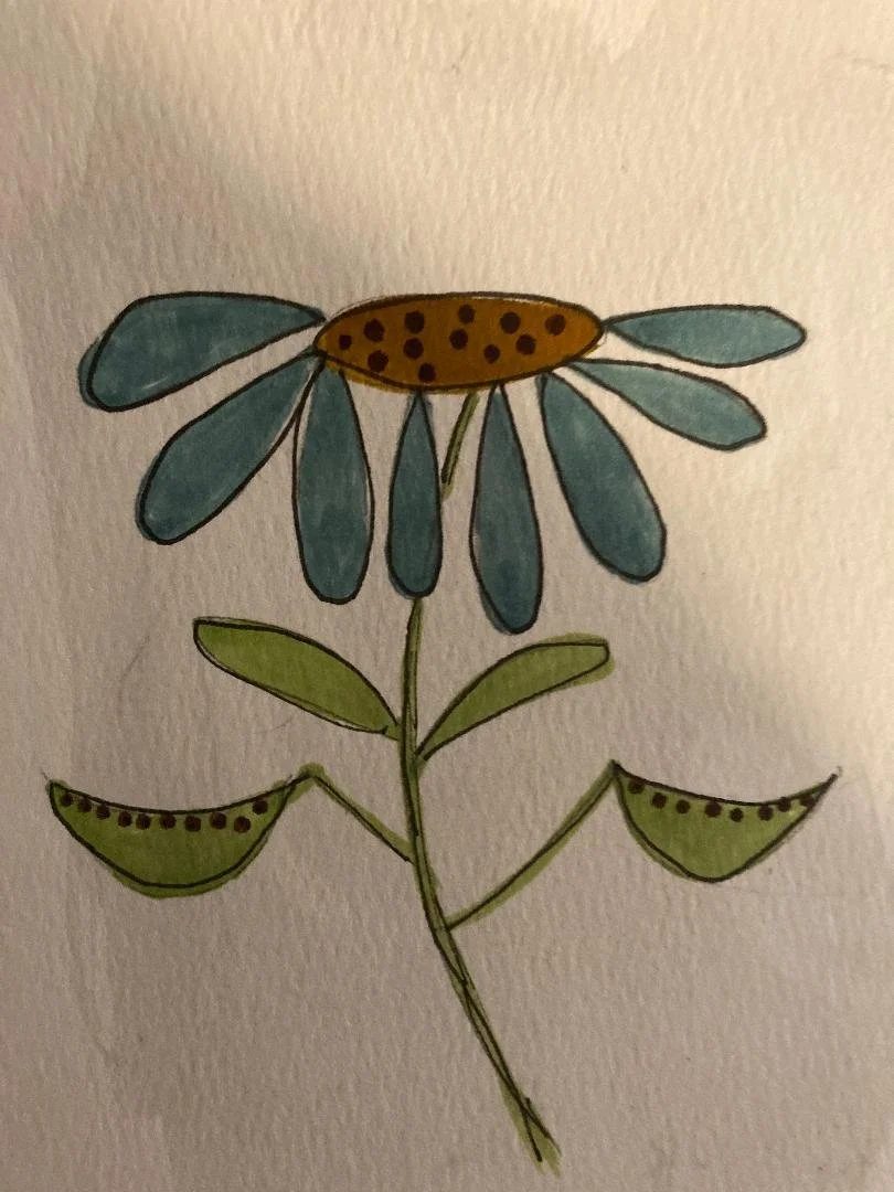 Handcrafted Blue Floral Art Print #28