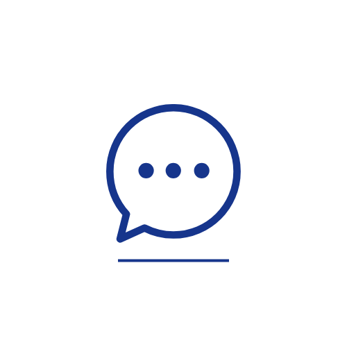 A blue speech bubble icon with three dots inside.