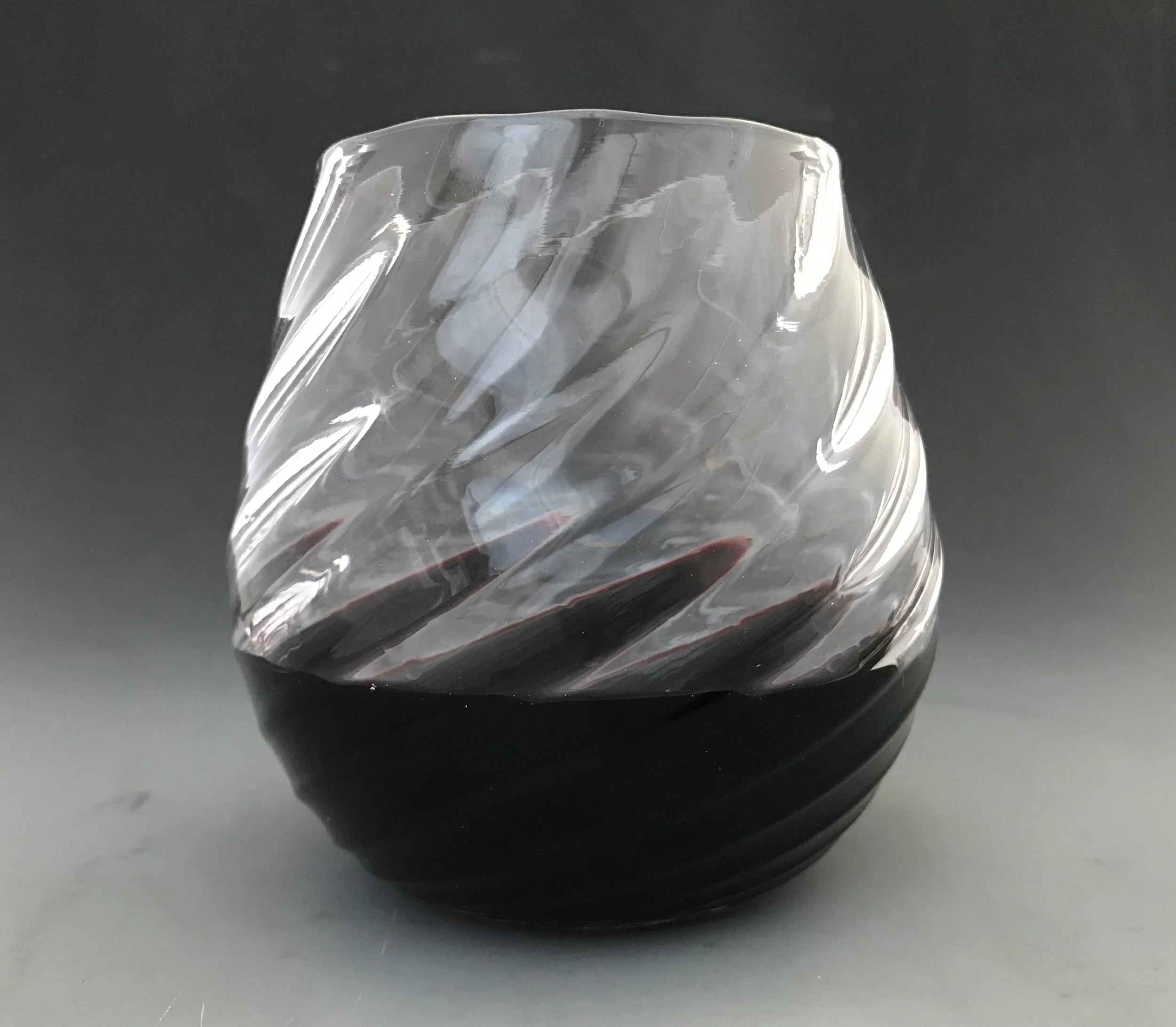 handblown stemless wine glass