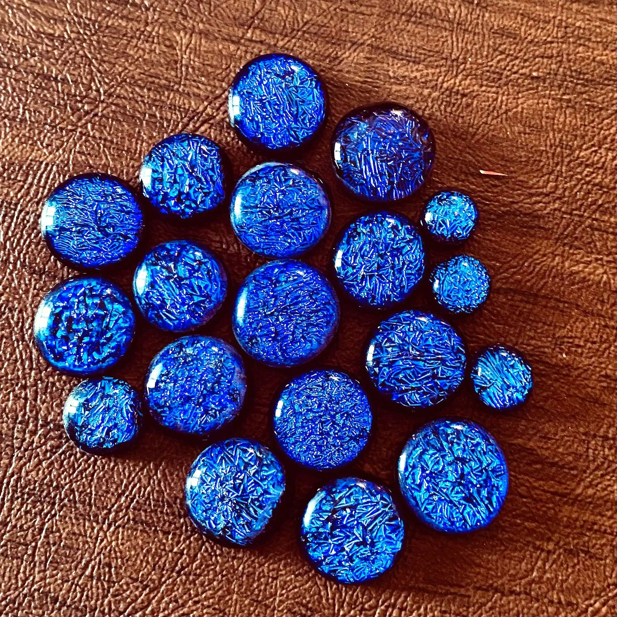 Sapphire Blue Crinkle Dichroic Cabochon