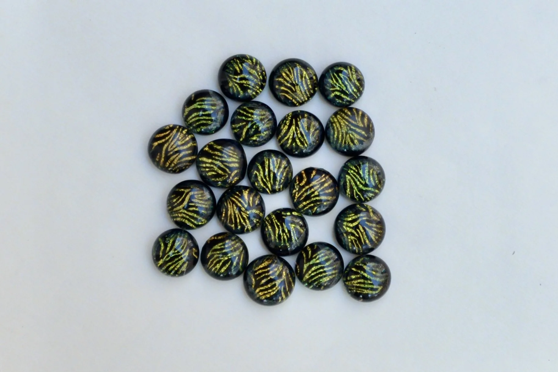 Green-Gold Dichroic 90 COE Glass Cabochon