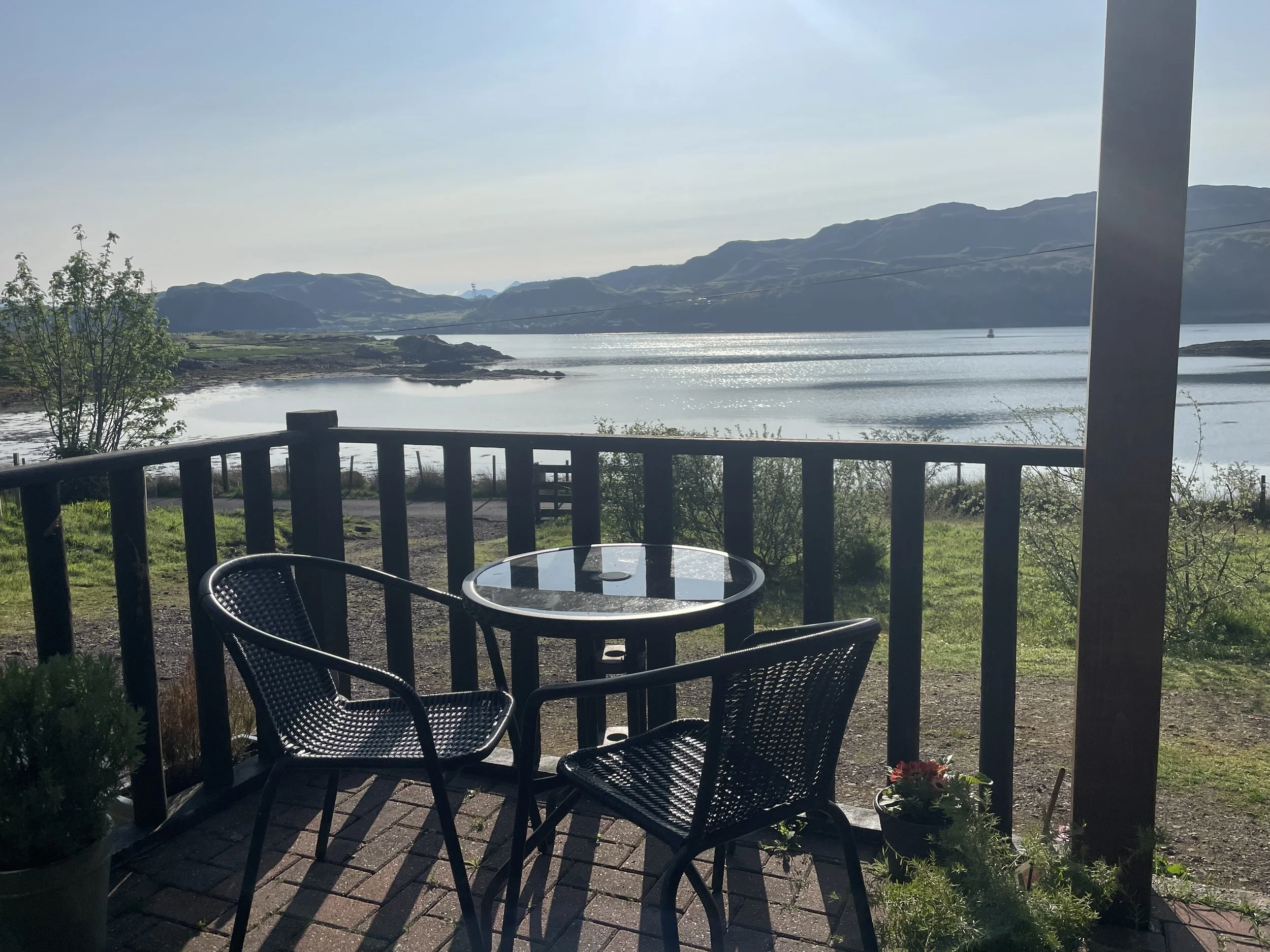 Stunning sea views from the chalet deck