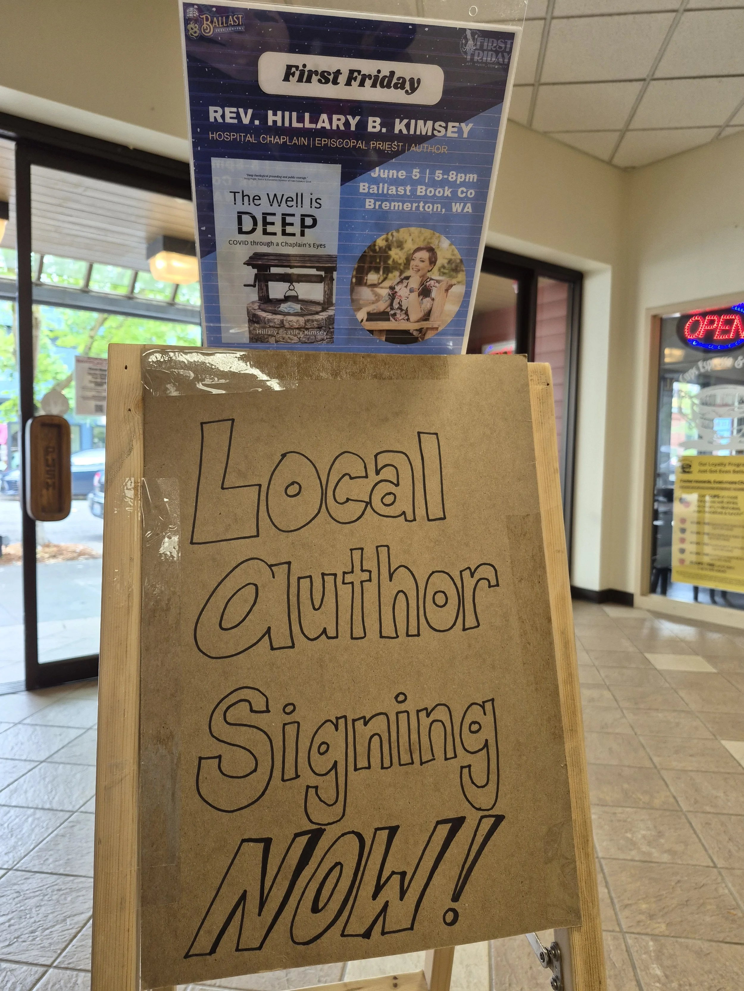 Book signing at Ballast Books for Bremerton Art Walk on June 5, 2026. Buy a copy of The Well is Deep at Ballast to support a small independent bookstore! :)