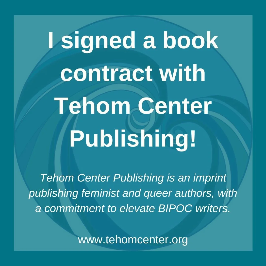 a square image with the text "I signed a book contract with Tehom Center Publishing."