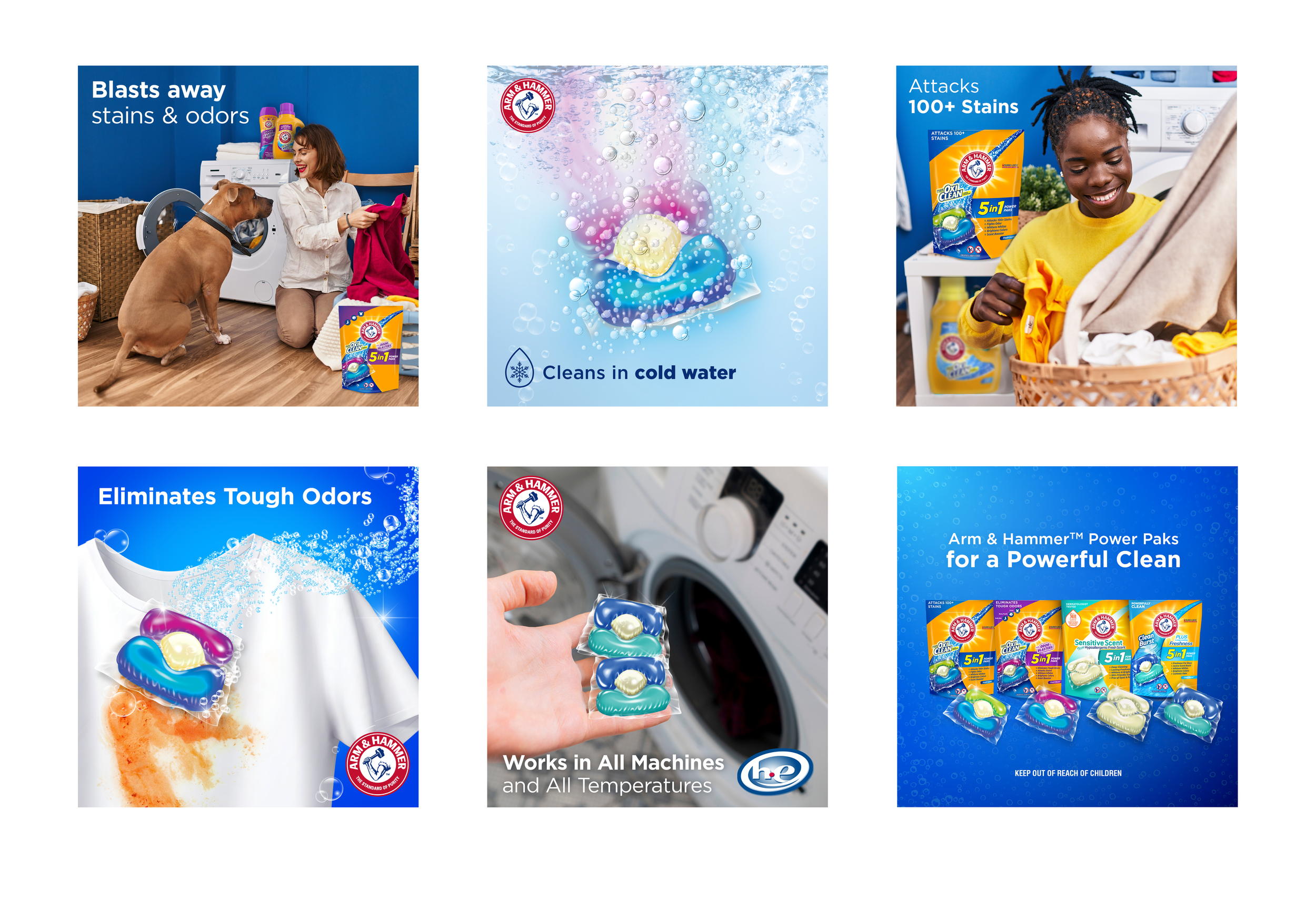 Designed and created e-commerce tiles for Arm and Hammer Power Paks Amazon product page