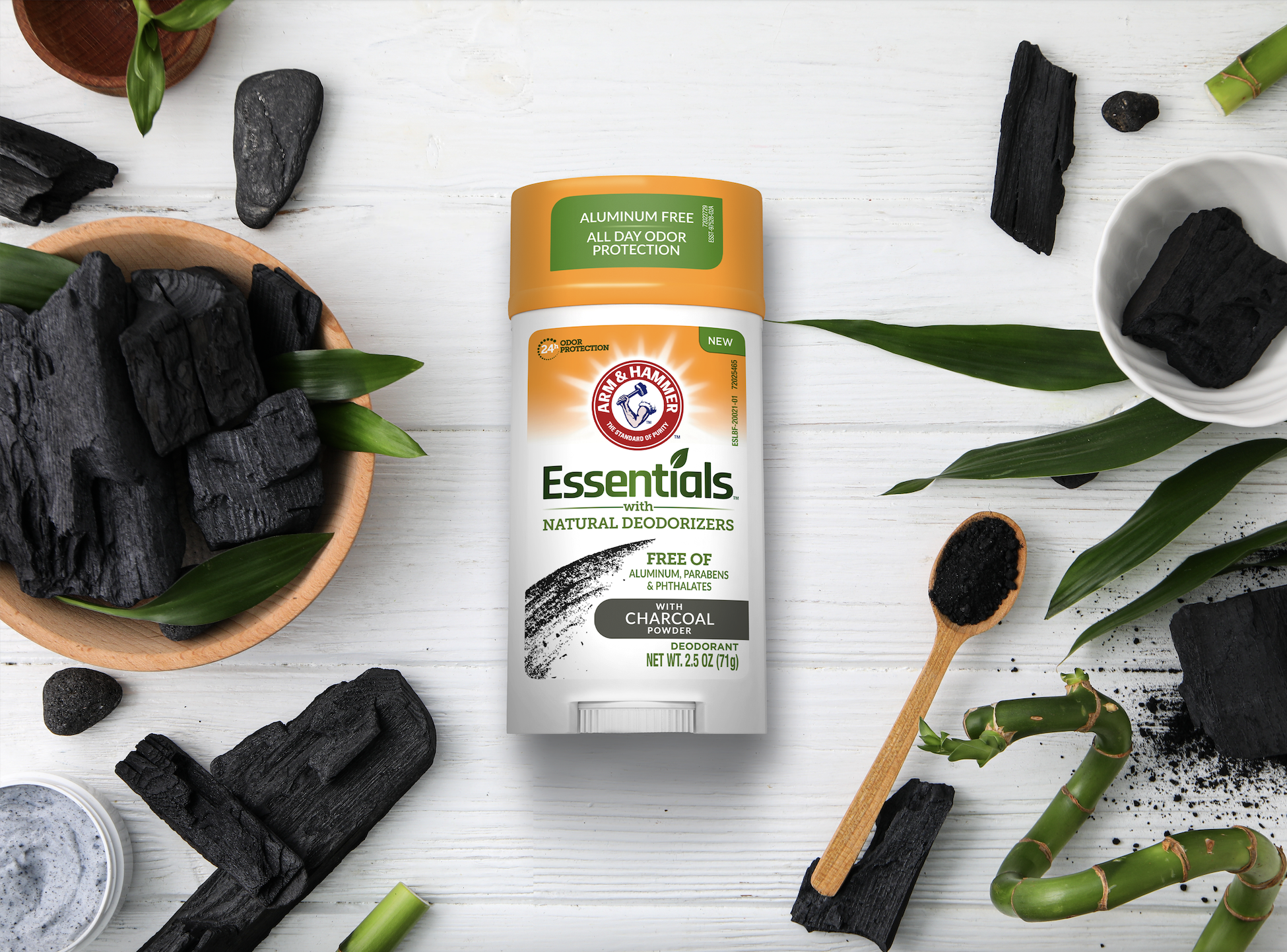 Essentials Deodorant packaging design for charcoal scent 