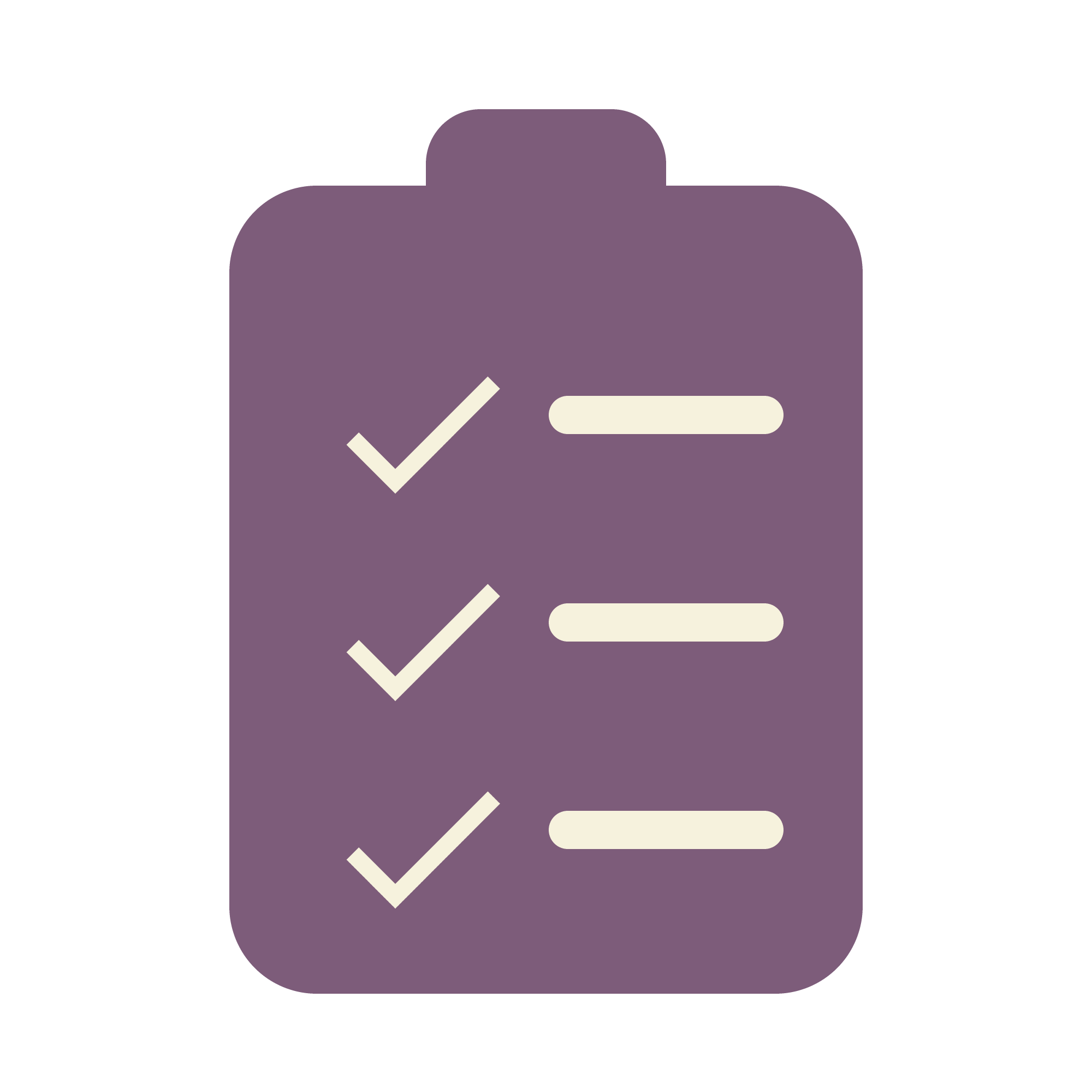A graphic of a purple folder with white check marks and lines indicating list items.