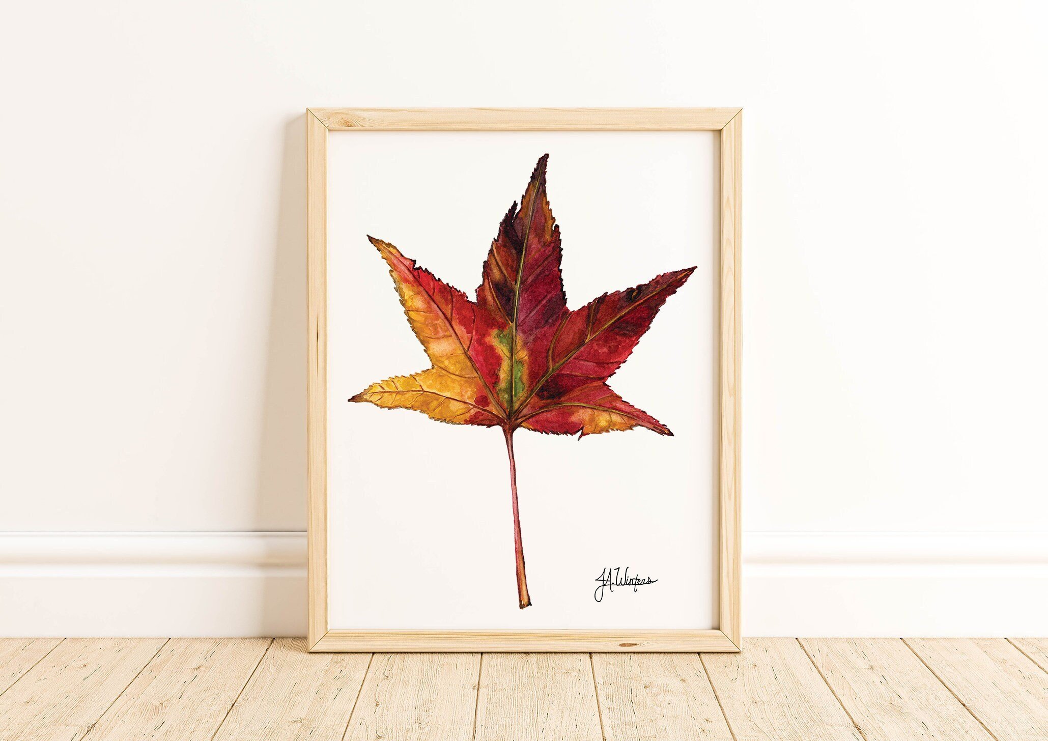 Autumn Leaf Watercolor Art Print
