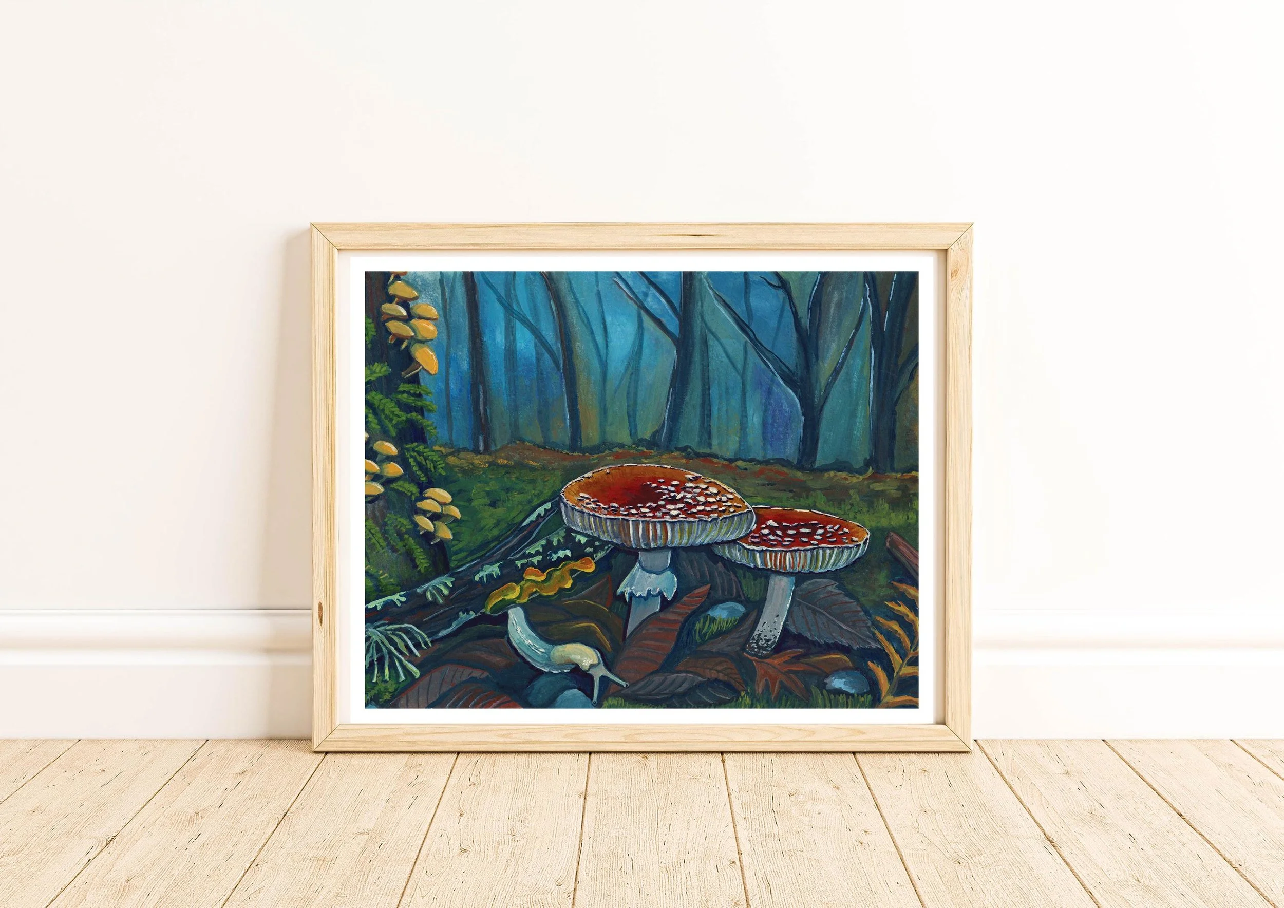 Enchanted Woodland Forest Mushroom Art Print
