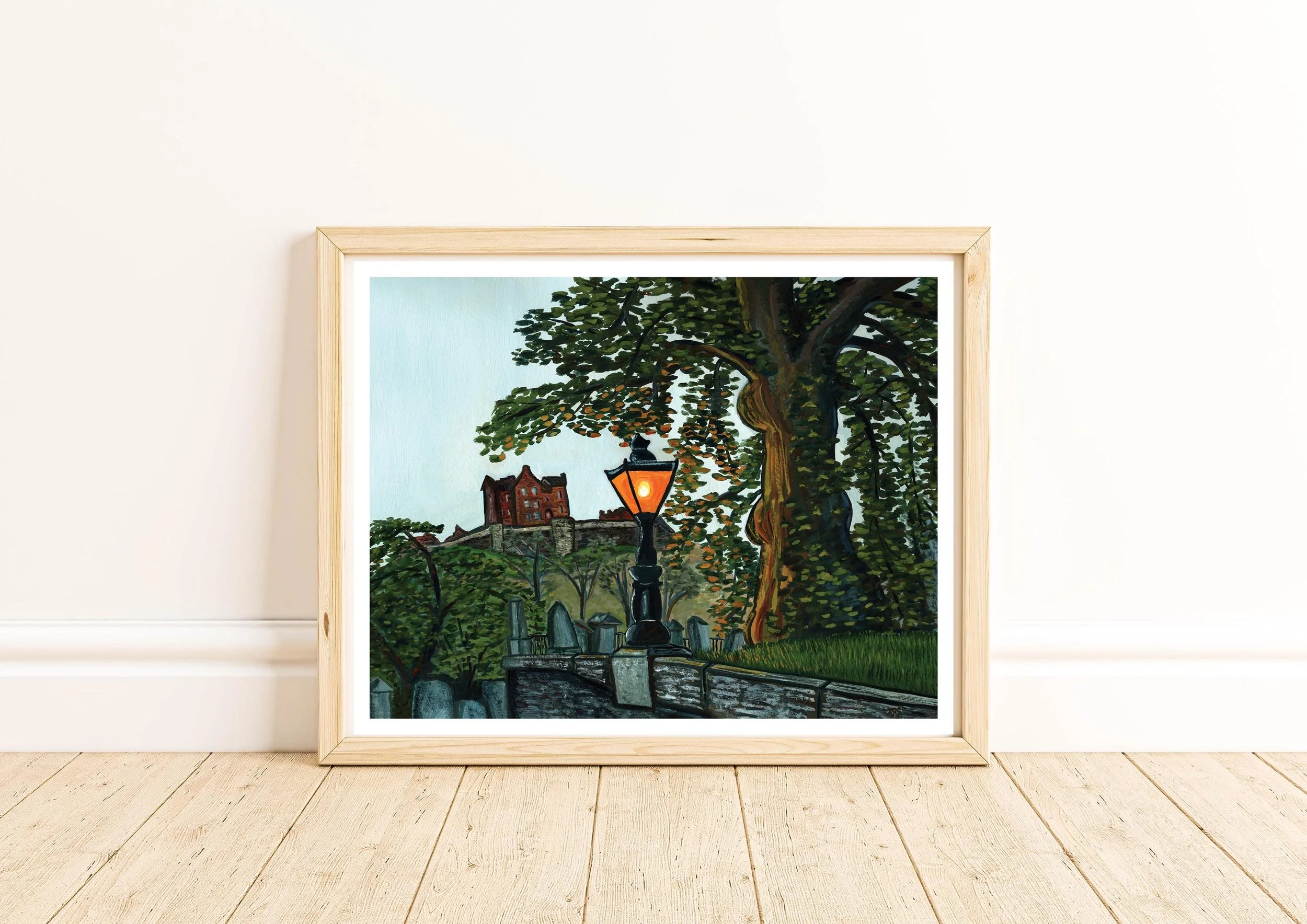 Lamplight Below Edinburgh Castle Scotland Art Print