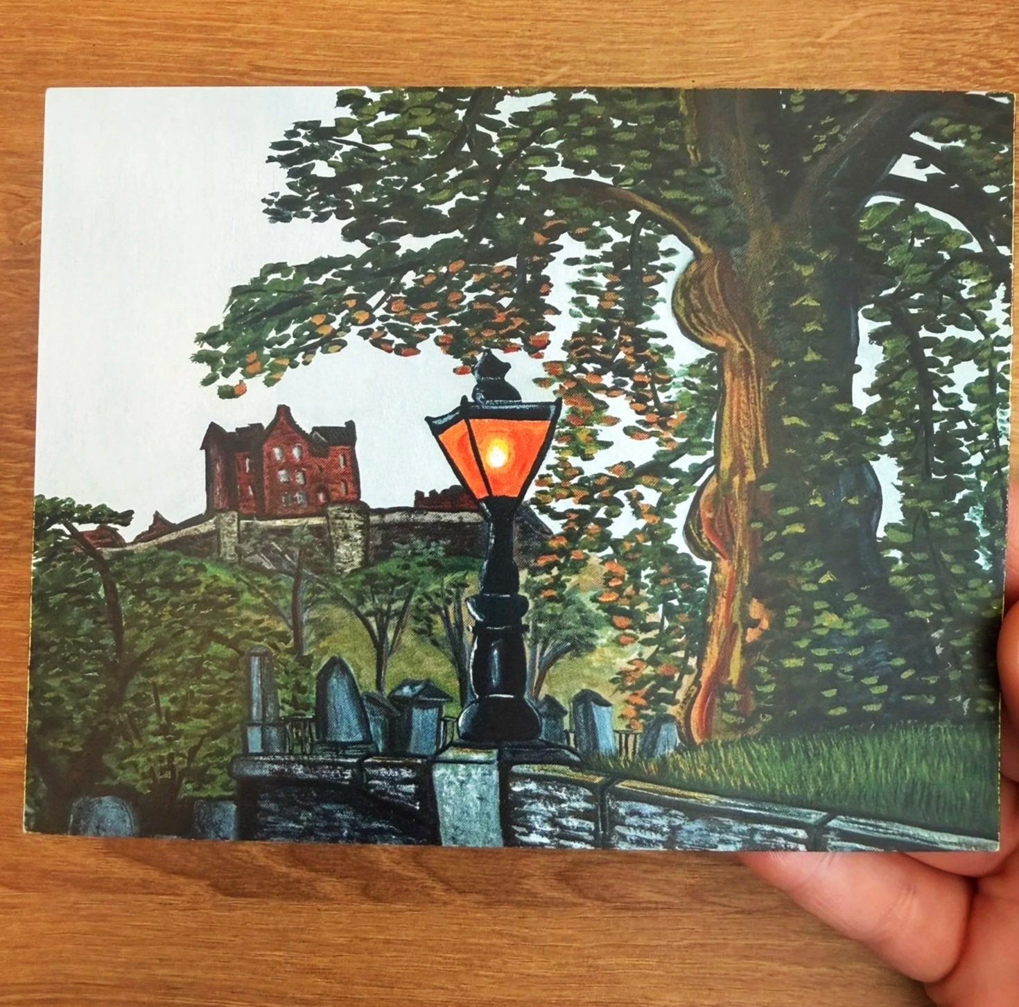 Lamplight Below Edinburgh Castle Postcard