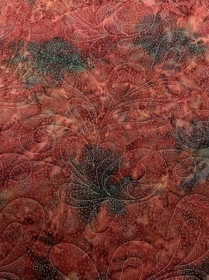 Close-up of a red coral reef with white line patterns overlaid.