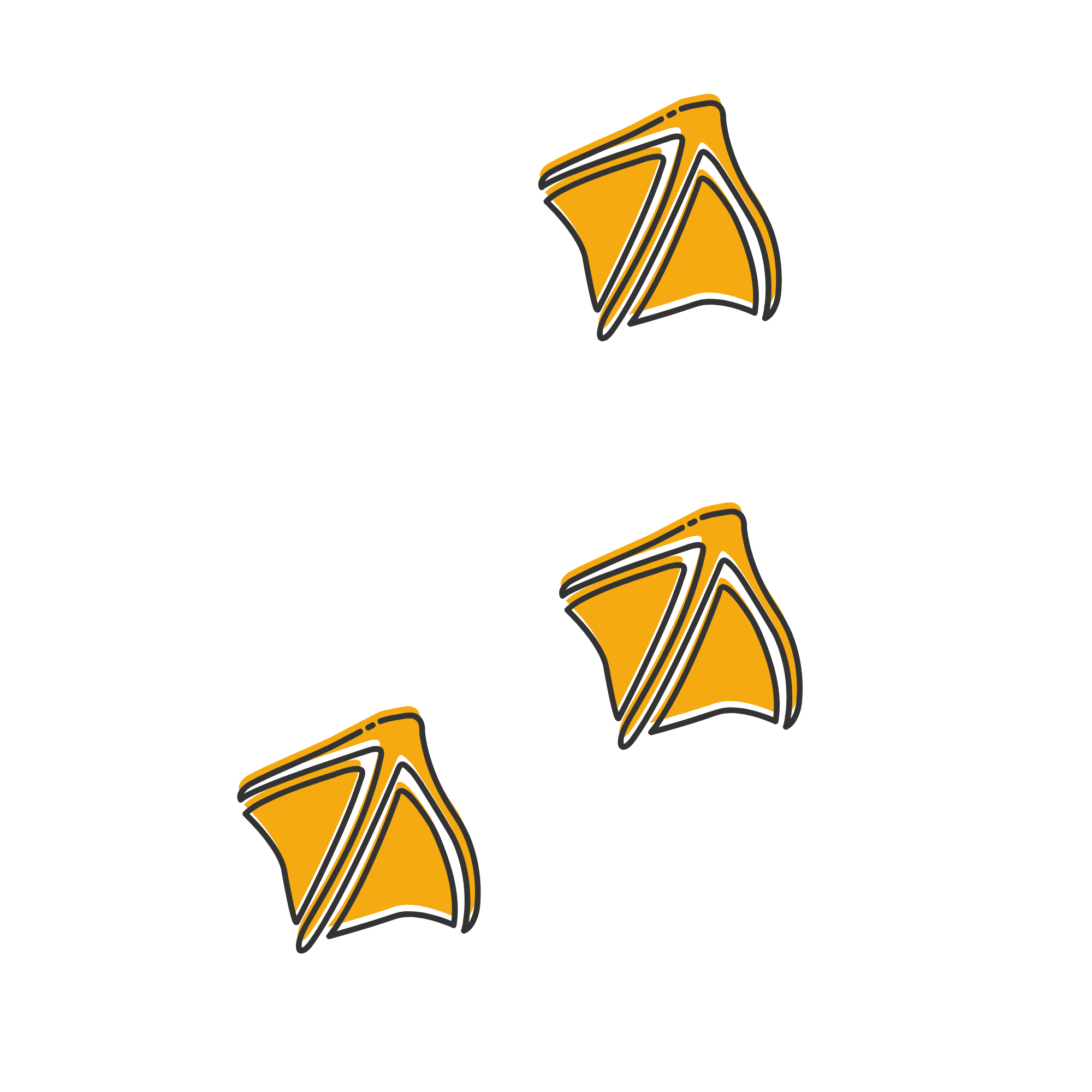 A black background with scattered orange and gray sailboat illustrations.