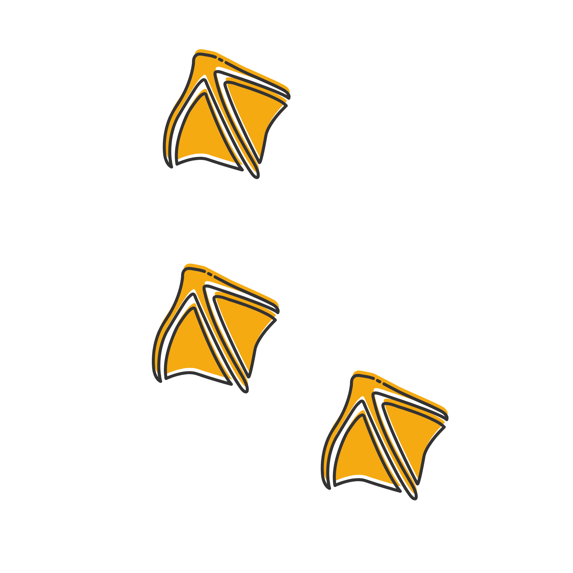 A chain with orange flags or banners hanging from it.