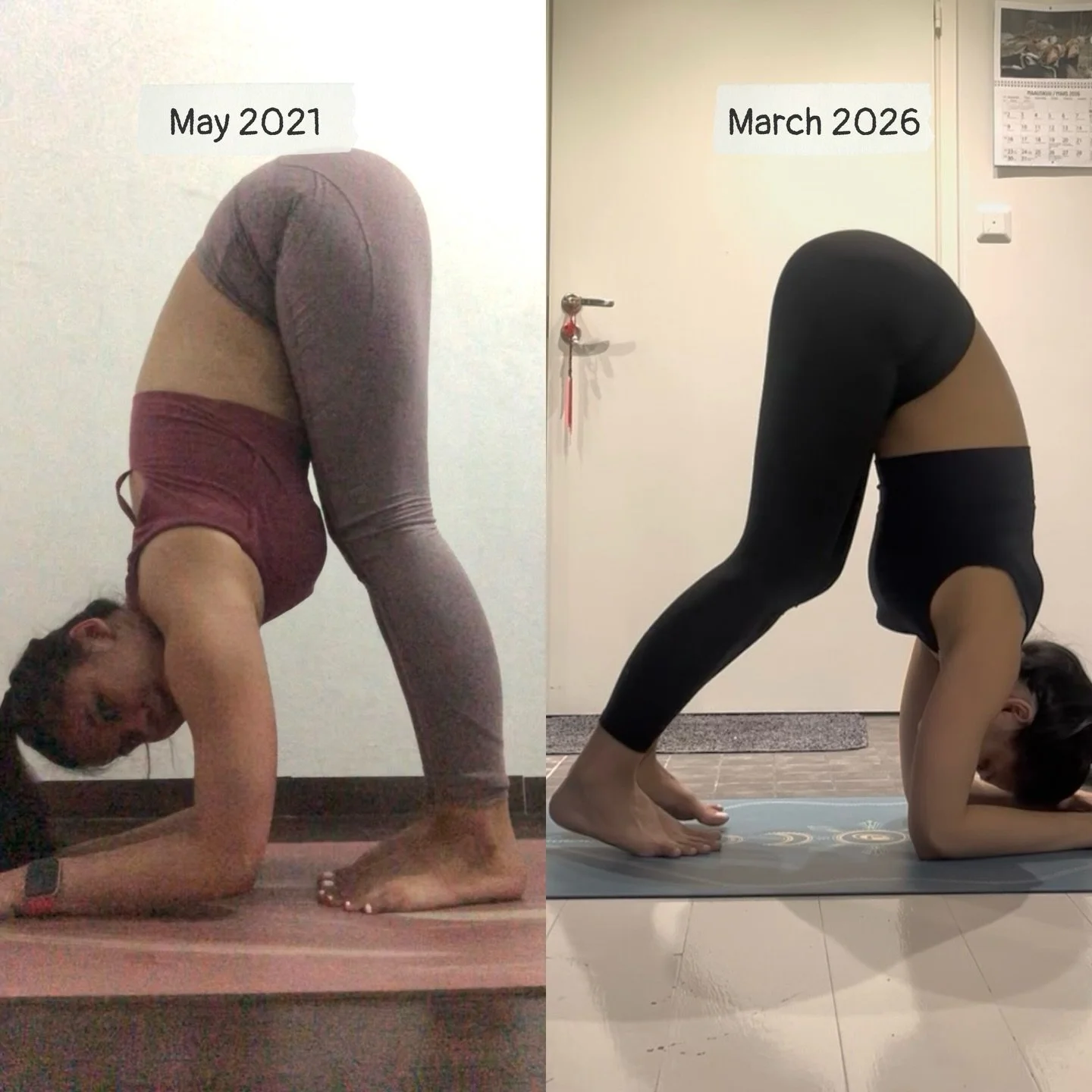 hamstring progression 🧘🏻&zwj;♀️

i do miss having longer hamstrings sometimes 🙈
it still feels challenging to fully straighten both legs in standing forward fold, and honestly&hellip; i still can&rsquo;t touch my heels to the floor in down dog 😌
