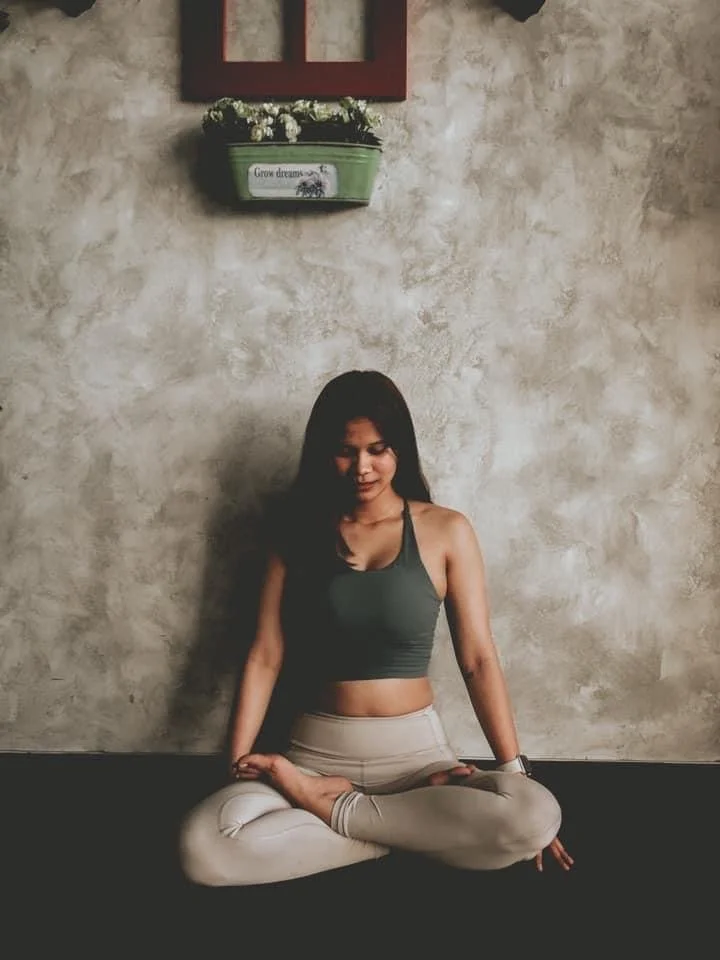 Backbrend yoga lotus position.